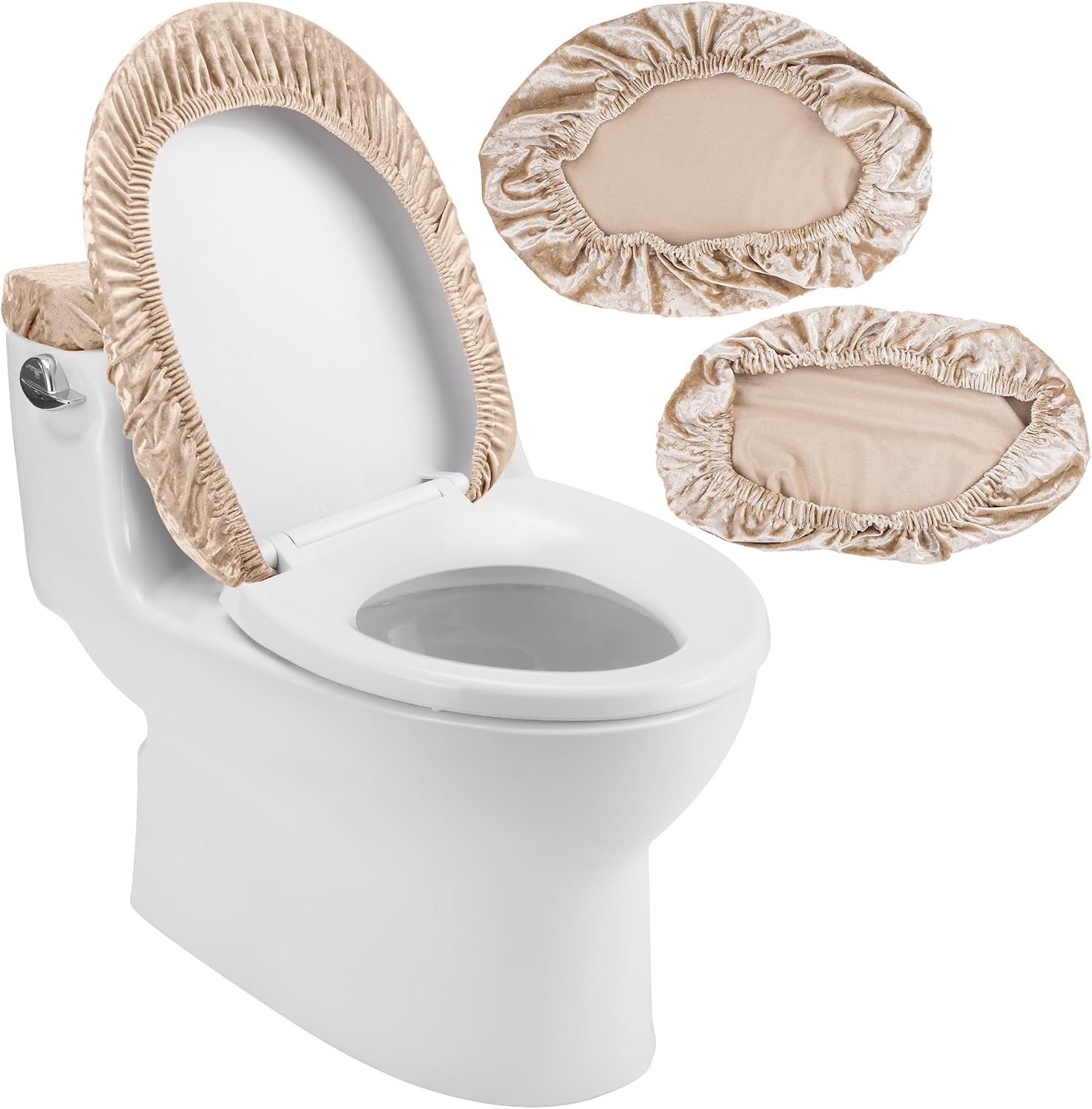 Stretch Velvet Toilet Lid Cover and Tank Lid Cover Set