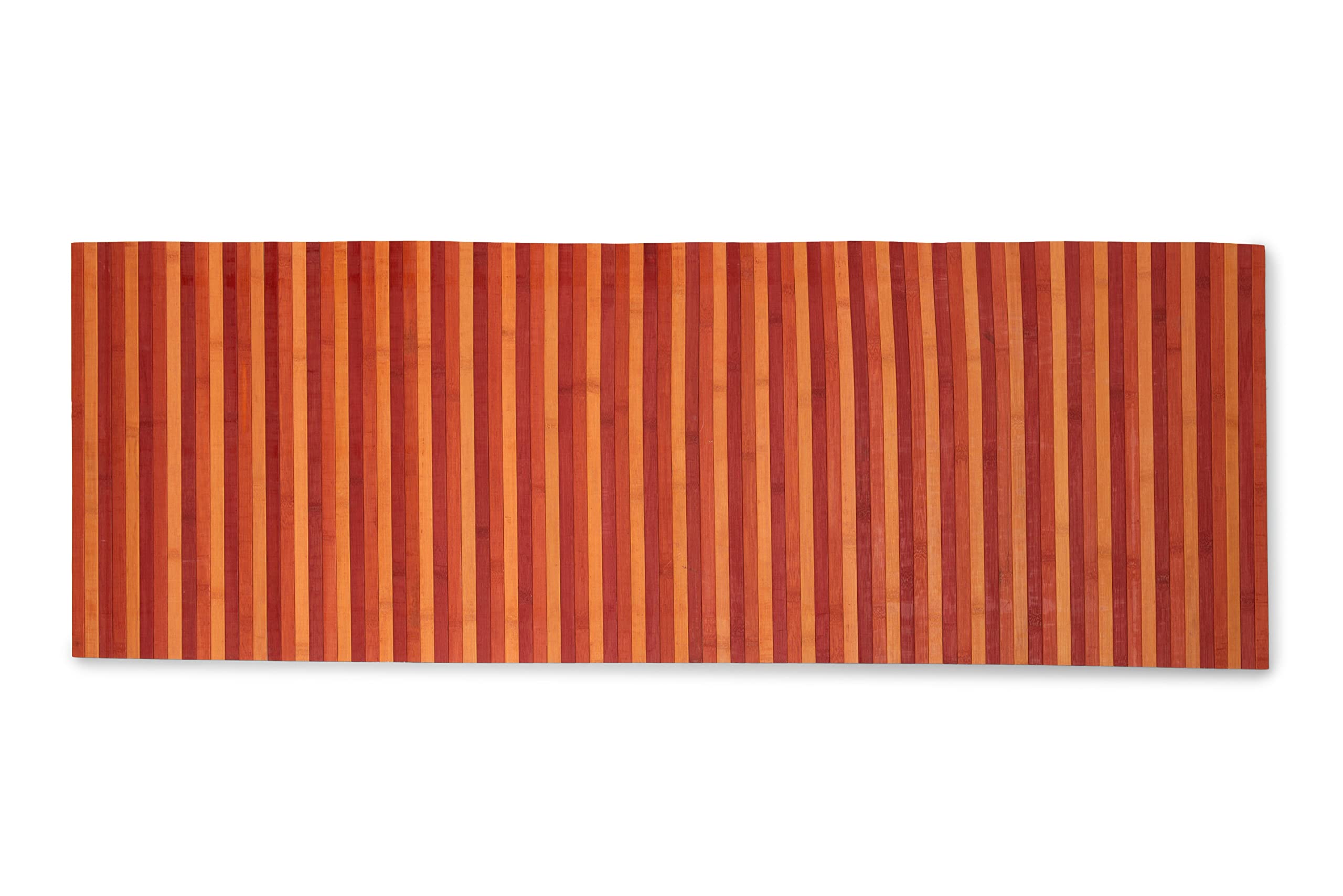 Tappeto Bamboo Cucina Antiscivolo Lavabile | Tappetino Cucina Idrorepellente | Passatoia Cucina Antiscivolo Lavabile ed Eco Sostenibile | Tappeto Bambu Effetto degradè (Rosso, 50x200)