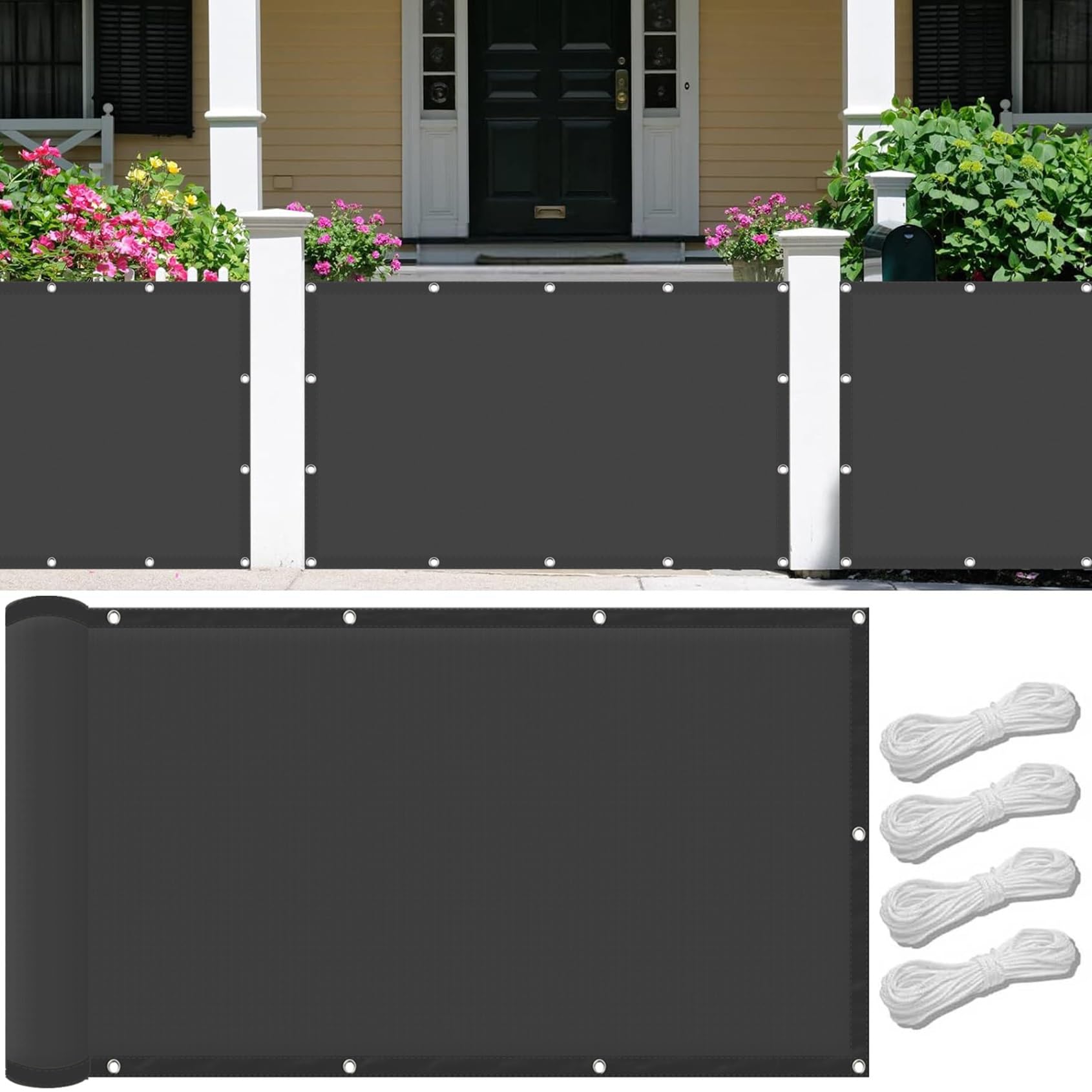 Tissu d'ombrage 290 x 650 cm étanche avec haute protection 98% UV gris foncé