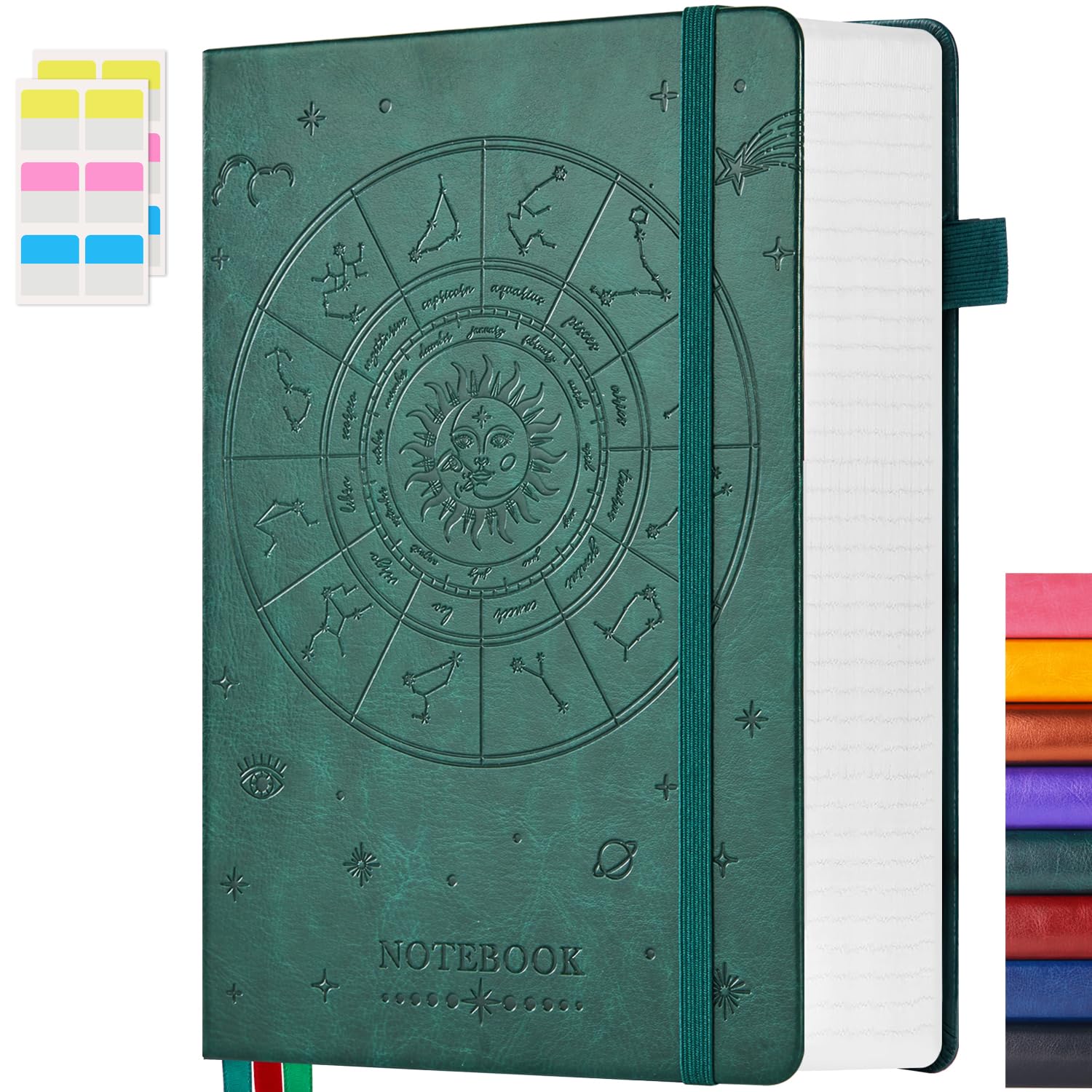 Hardcover Notebook Journal, B5 Lined Daily Journal College Ruled Notebook for Women Men, 320 Pages Large Writing Journal Notebook for School Work, Dark Green Leather Notebook, 7.1'' X 10''