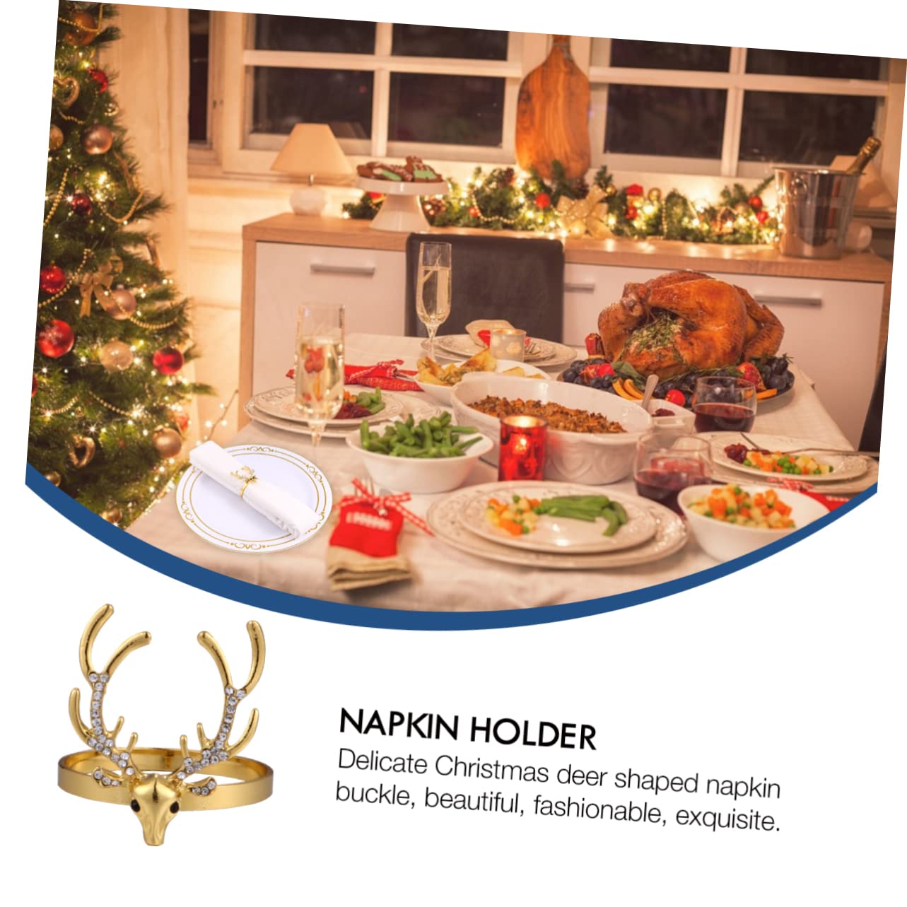 Ciieeo 18stücke Goldene Weihnachtsrentiere Serviettenringe Stilvolle Dekoration Für Festliche Dinnerpartys Tischaccessoires Für Weihnachten Und Feiertage