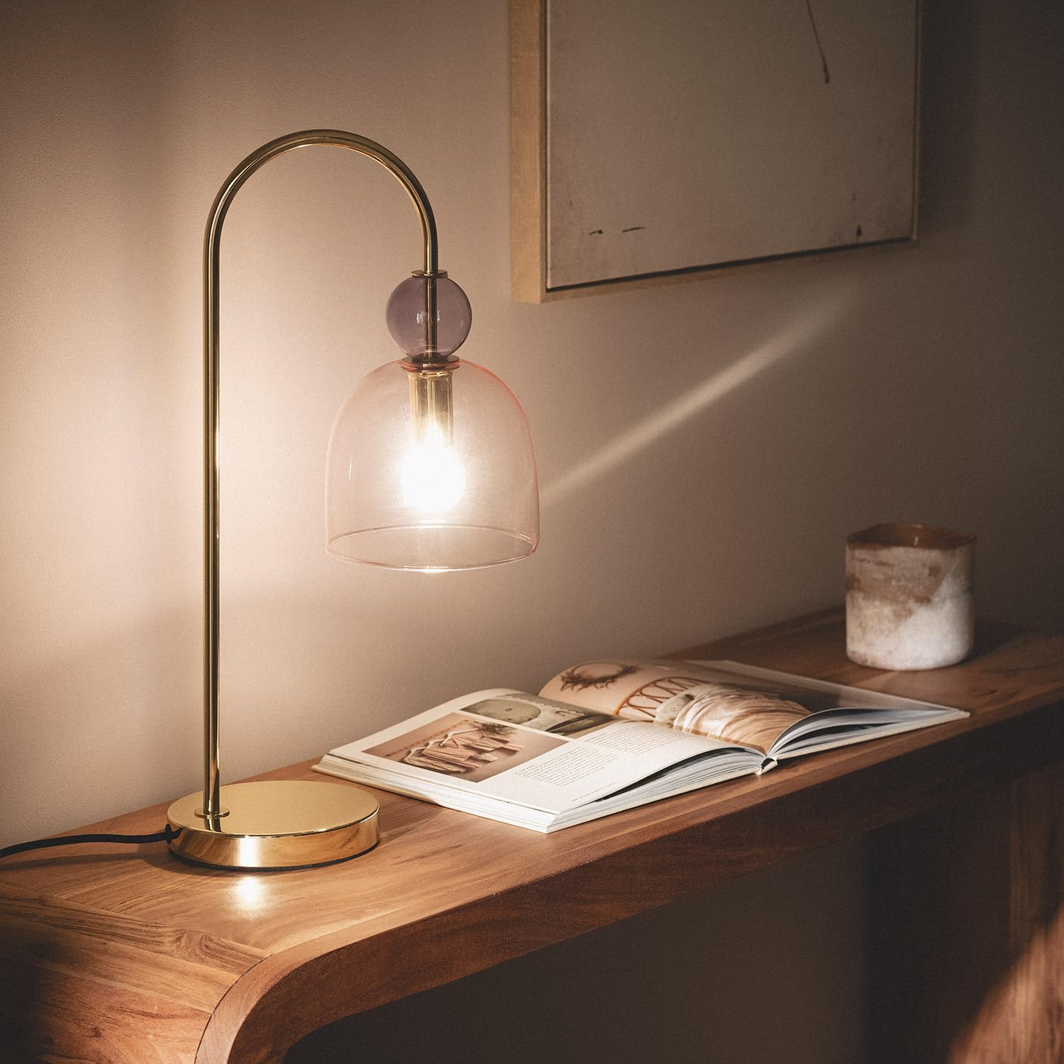 LEDKIA LIGHTING Lampe à Poser Métal et Verre Baudelaire Rose