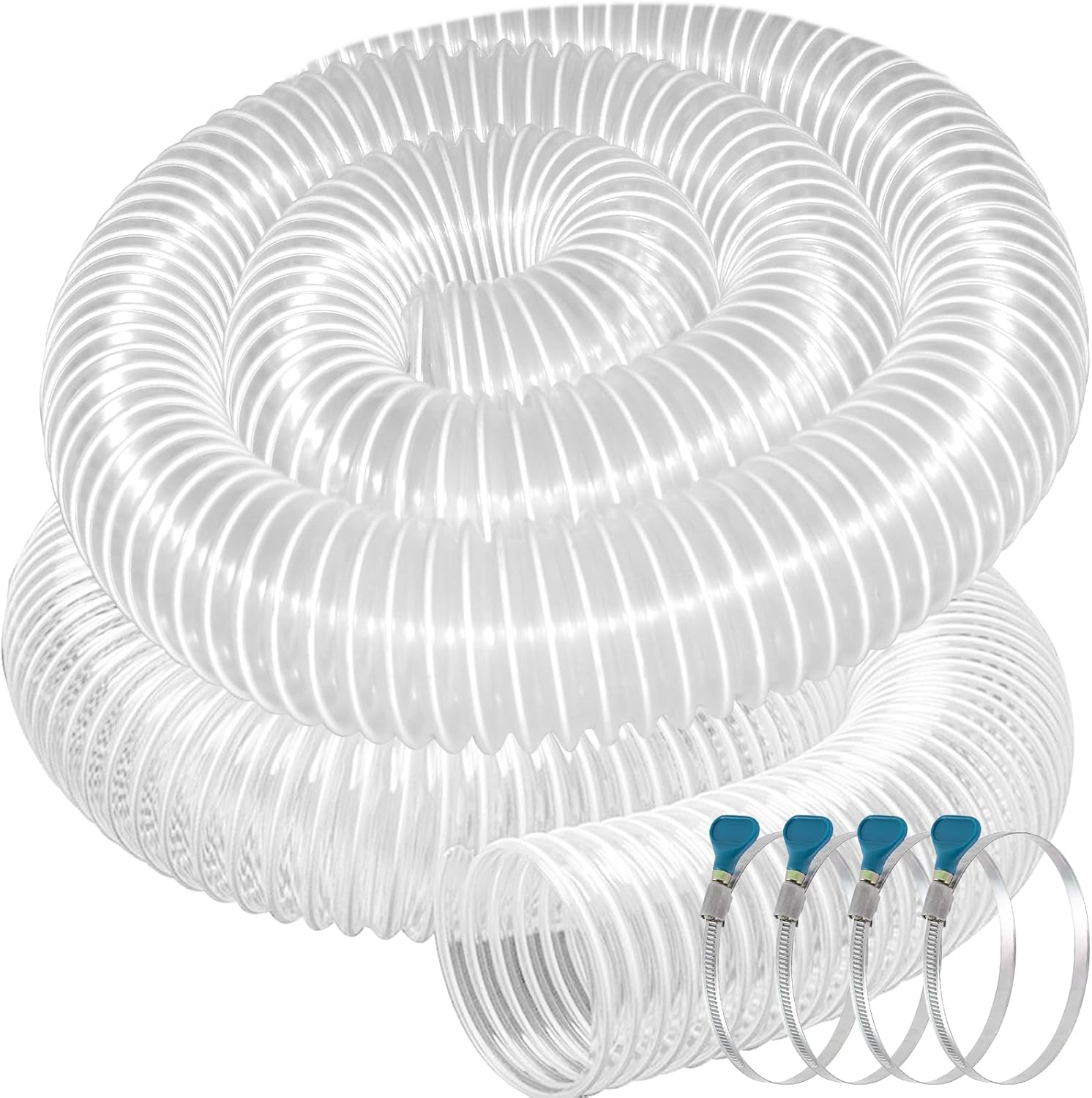 Manguera de recogida de polvo de PVC pesado de 4 pulgadas x 20 pies, manguera de recogida de polvo de PVC resistente a pinchazos, manguera flexible de recogida de humos de PVC transparente con bobina