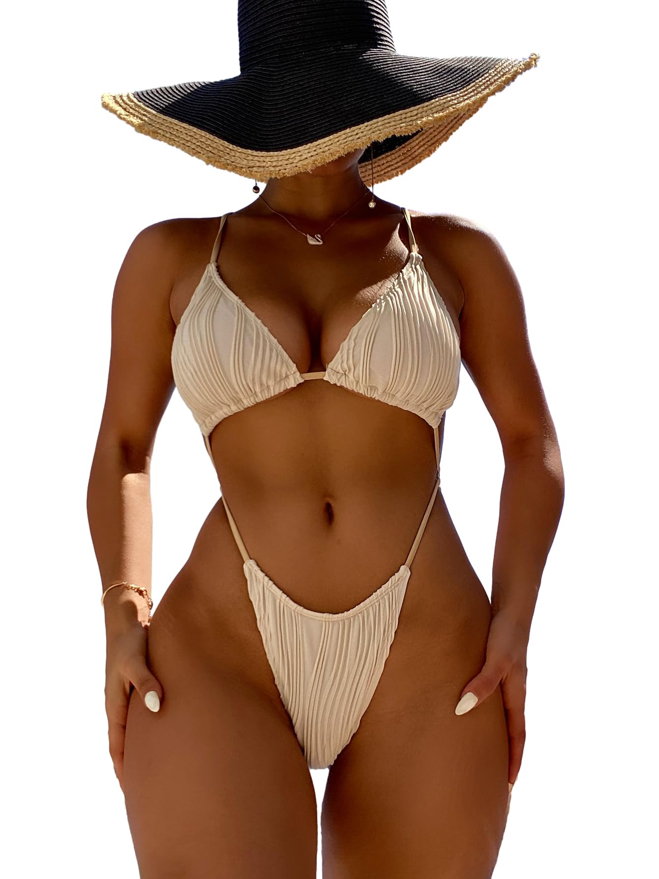 OYOANGLE Women's Sexy One Piece Swimsuit Criss Cross String Bikini Swimsuits Thong Bathing Suits