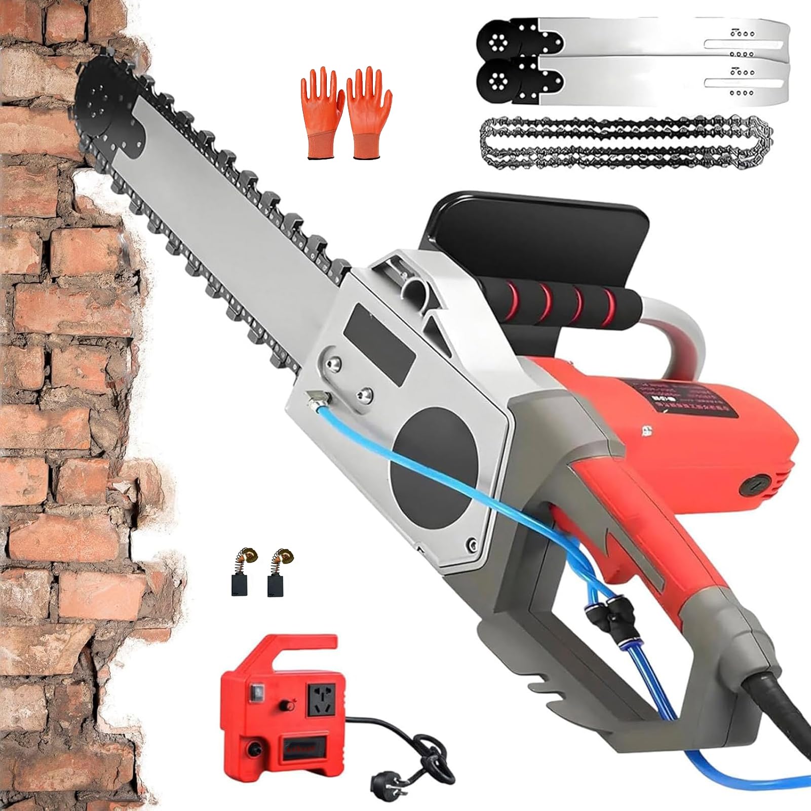 JianboBoxve Electric Concrete Chain Saw, Handheld Wall Cutter Machine with Diamond Cutting Chain, Professional Concrete Saw 14"/19" Cutting Depth, for Rebar, Masonry, Brick and Construction Projects