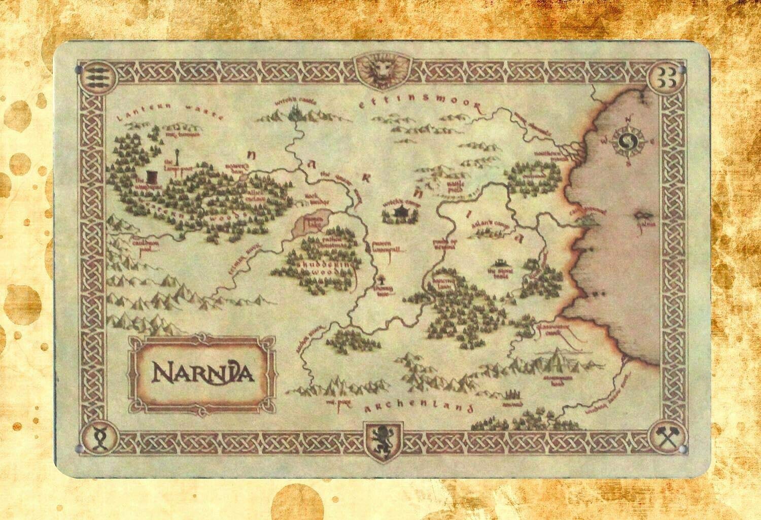 Lotusworld LEGEND NARNIA TREASURE MAP TIN METAL SIGN METAL WALL ART PANELS METAL SIGN 8X12 INCHES