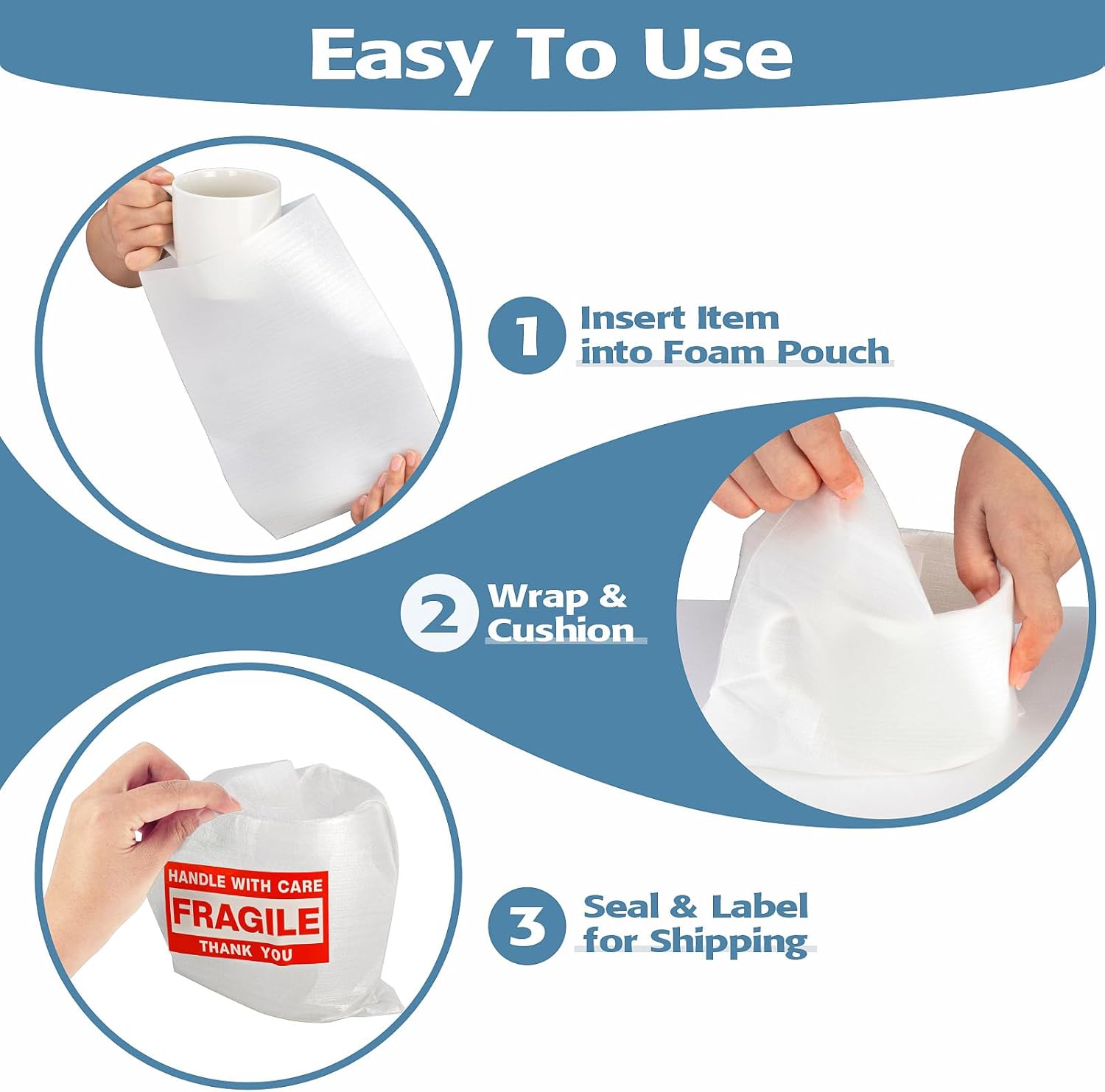 540 pcs Moving Dish Packing Supplies, 290 Cushion Foam Pouches and Sheets, 4 Sizes (16x12", 12x12", 12x7.8", 7.8x7.8") with 250 Fragile Stickers, Foam for Moving, Packaging, Commercial & Household Use