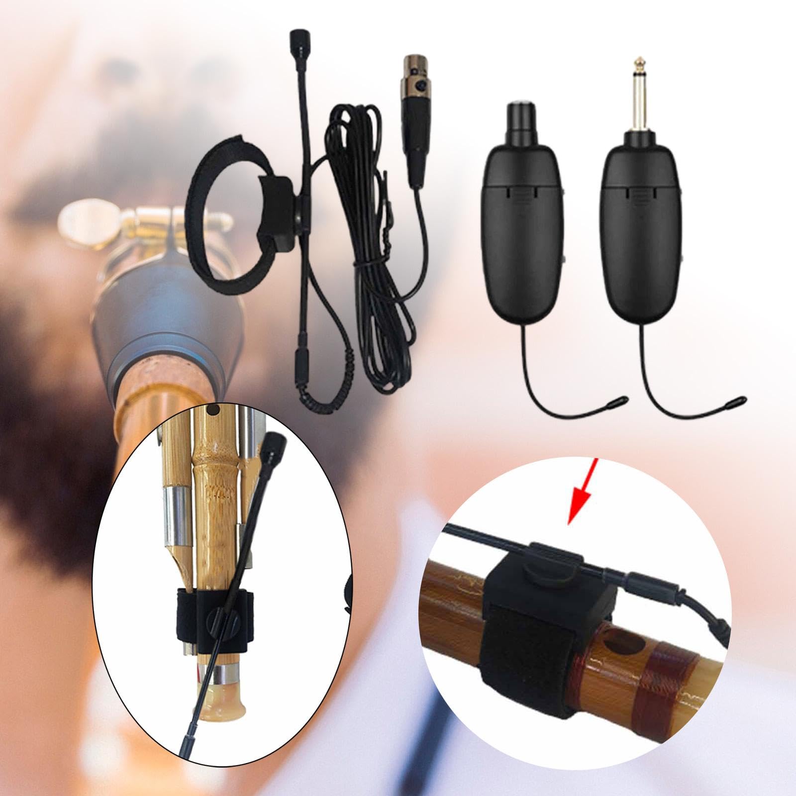 Microfono per Flauto Strumento Musicale Microfono a Condensatore Professionale con Clip Regolabile Antivento Antipolvere Cavo Adatto per Hulu, XLR a 3 Pin