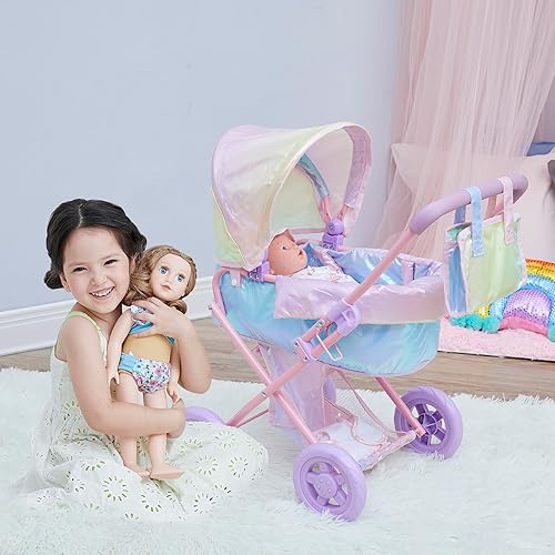 Miniatura 34 de Olivia's Little World - Cochecito de cuna para muñeca de bebé para niños pequeños, cochecito de muñeca para niñas de 3 años o más, Twinkle