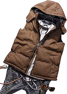 中綿ベスト メンズ PU レザー 高級 ダウンベスト ブラック 黒 キャメル オレンジ系