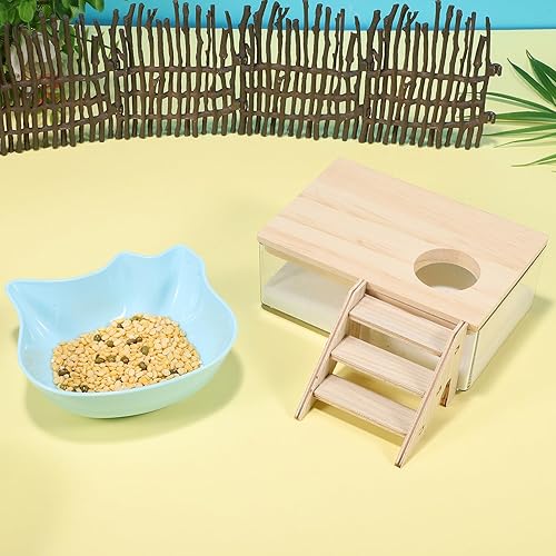 Miniatura 8 de POPETPOP Kit de baño de arena para hámster, 3 piezas, cuenco de comida para hámsters, contenedor de baño de arena para hámsters, contenedor de baño