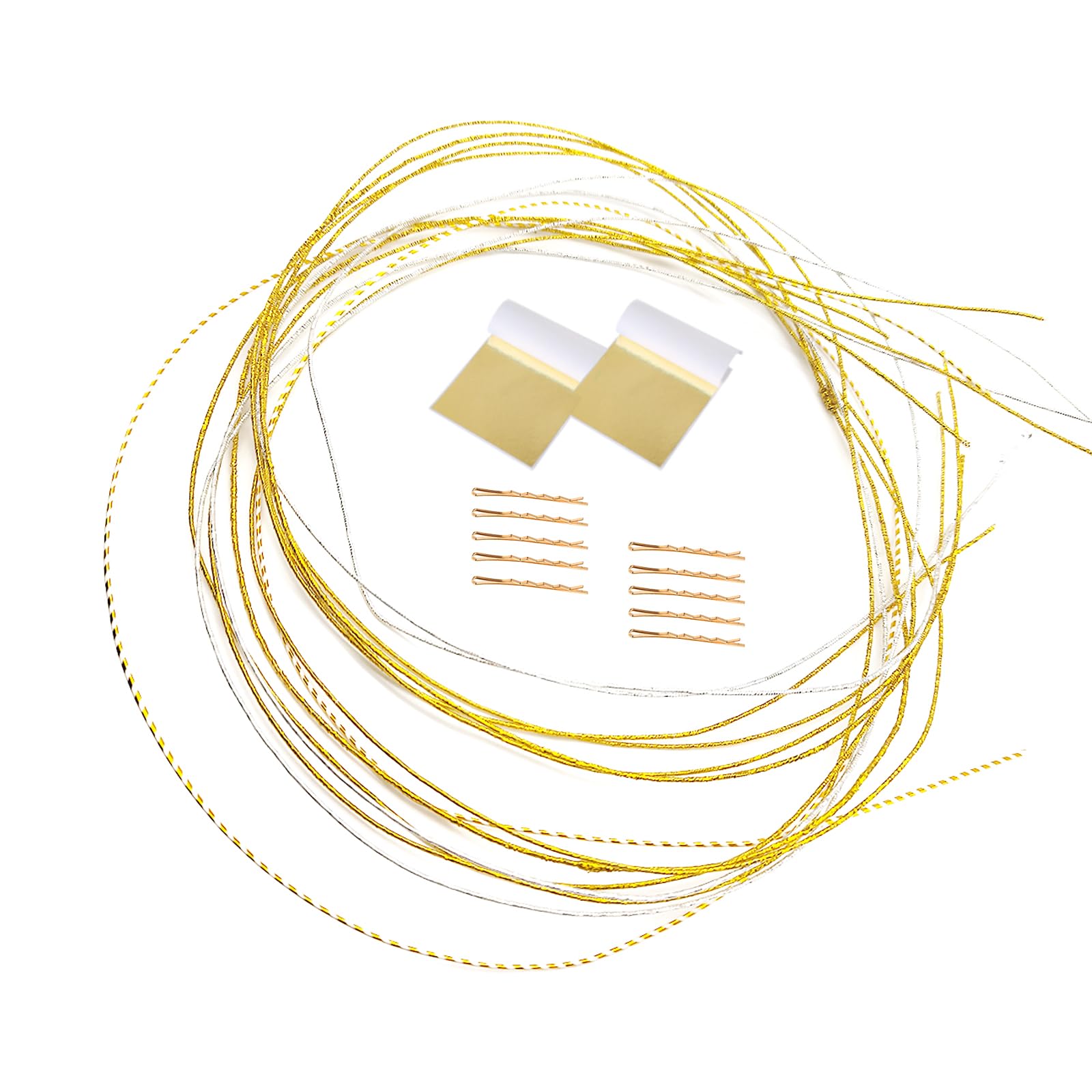 PureSino Mizuhiki Set Traditional Japanese Ribbons 7-Piece Modern Color Set with Gold Leaf Approximately 90cm Long Silk-Wrapped Mizuhiki Gold and Silver Hair Ornament Craft Material Mizuhiki Assorted 