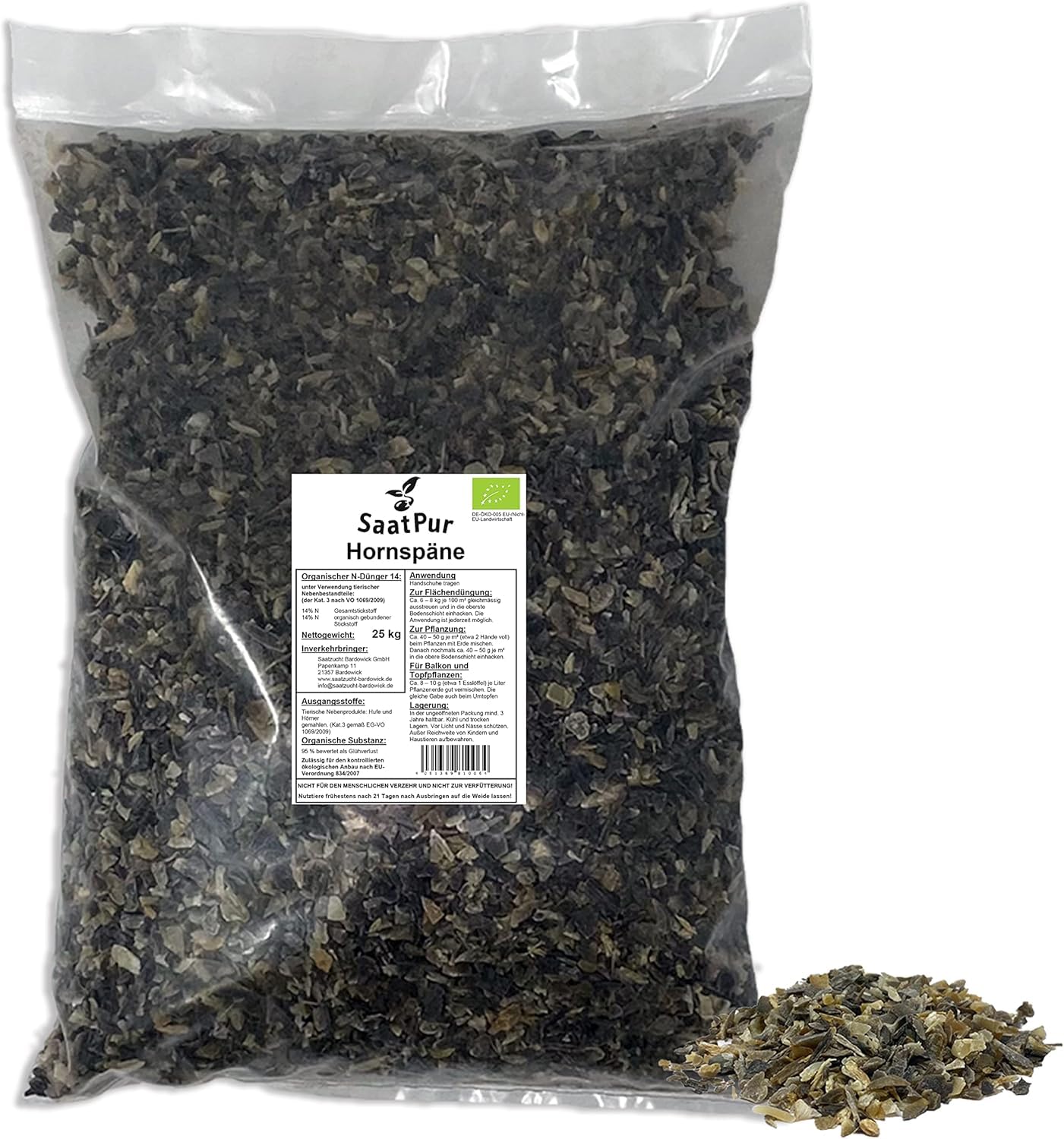 SaatPur Hornspne Naturdnger 25 kg, 100% natrlicher Dnger mit 14%  Stickstoff fr Gemse- und Ziergarten, Natrlicher Stickstoffdnger und  Gartendnger mit Langzeitwirkung : Amazon.de: Garten