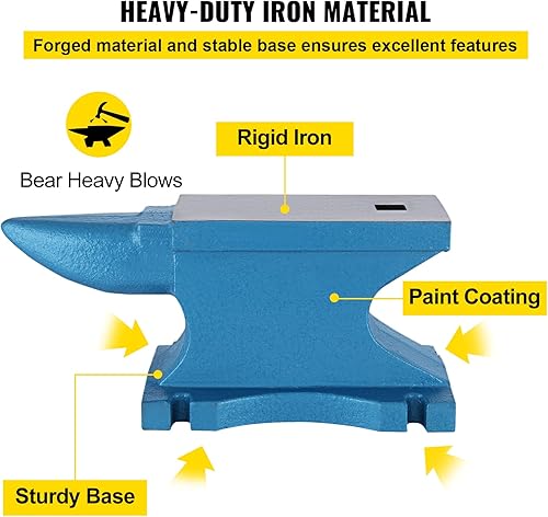 Miniatura 3 de Yunque de un solo cuerno 55 libras, yunque de hierro fundido Herrero resiste golpes pesados,Yunque Yunque de cuerno redondo rugoso Yunque Herrero