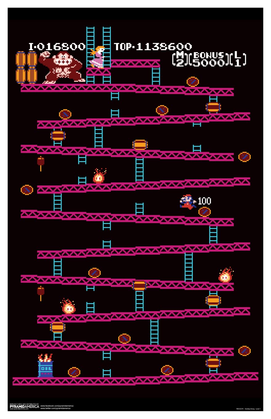 Pyramid America Donkey Kong - Level 1 11x17 Poster Print