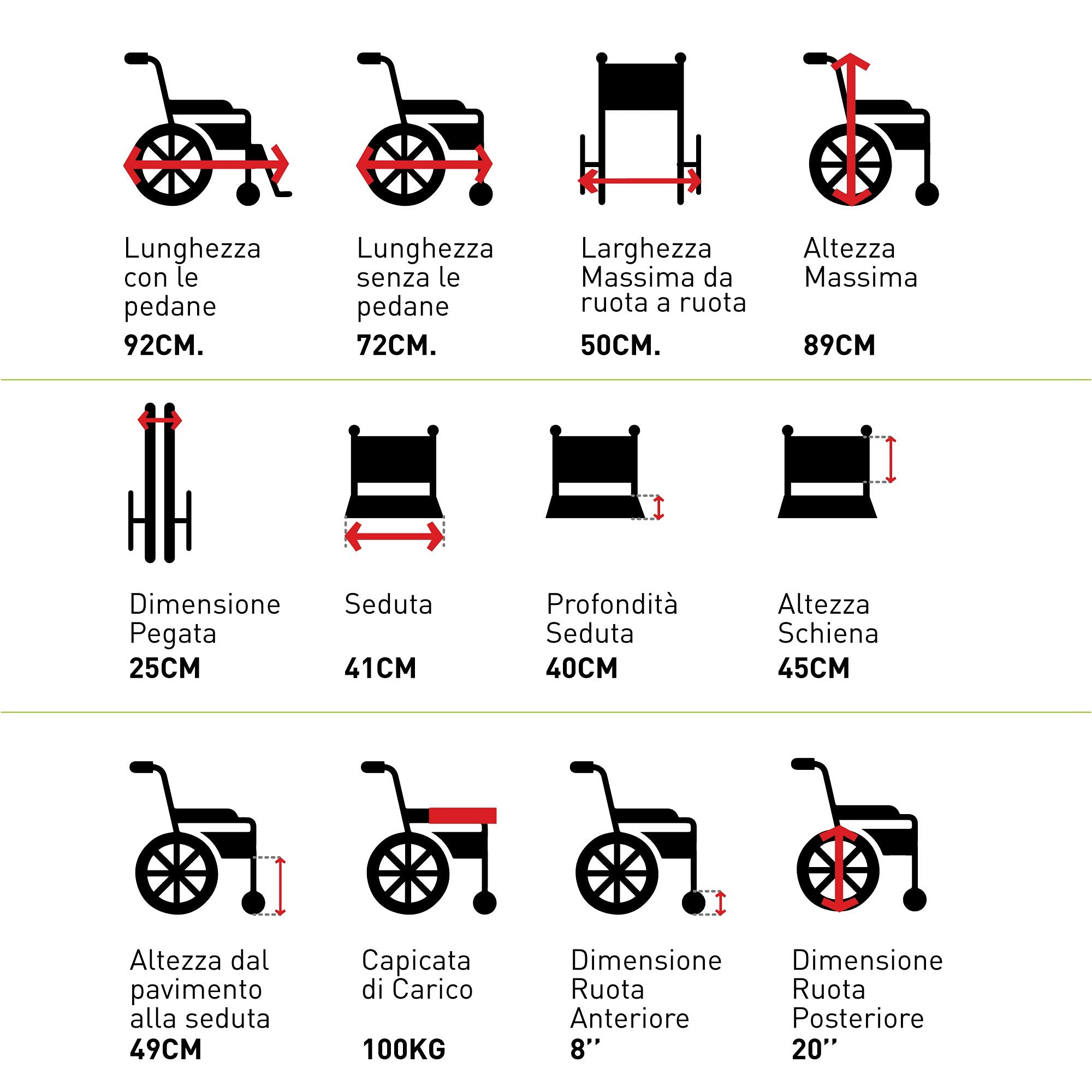 GOVITA Składany wózek dla wąskich przejść, idealny do podjazdów_Gostreet Slim 40 cm - podwójna stalowa rama typu cruiser składany cienki wózek inwalidzki