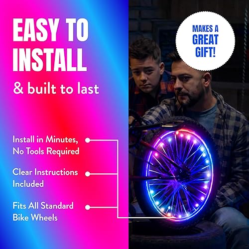 Miniatura 6 de Activ Life Luces LED para rueda de bicicleta con pilas incluidas. Obtén 100% más brillantes y visibles desde todos los ángulos para la máxima