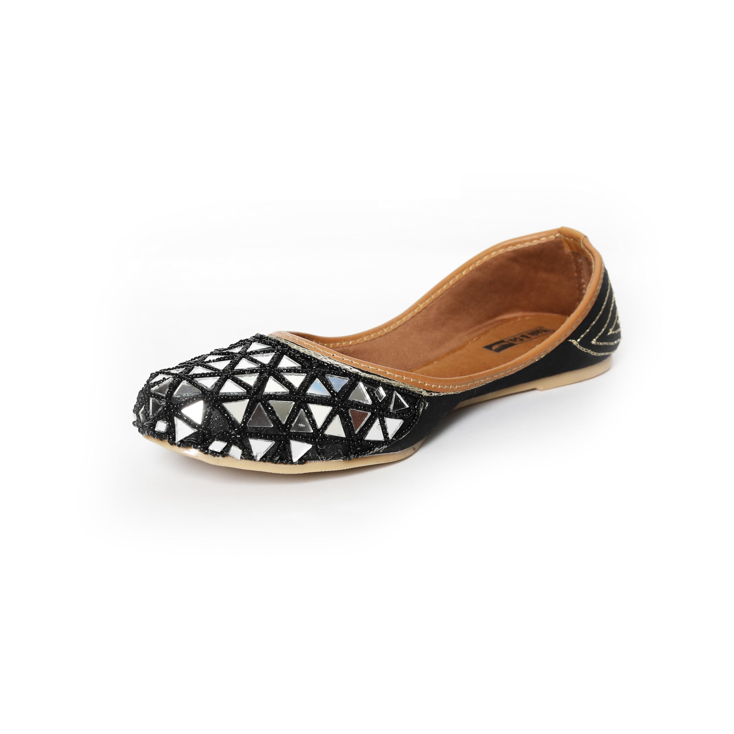 yash & co. Embellishment Mirror Work & Beads Mirror Design Jutti for Girls/Women | Ethnic Footwear of Mirror Work/Punjabi Jutti Mojari-picture-47