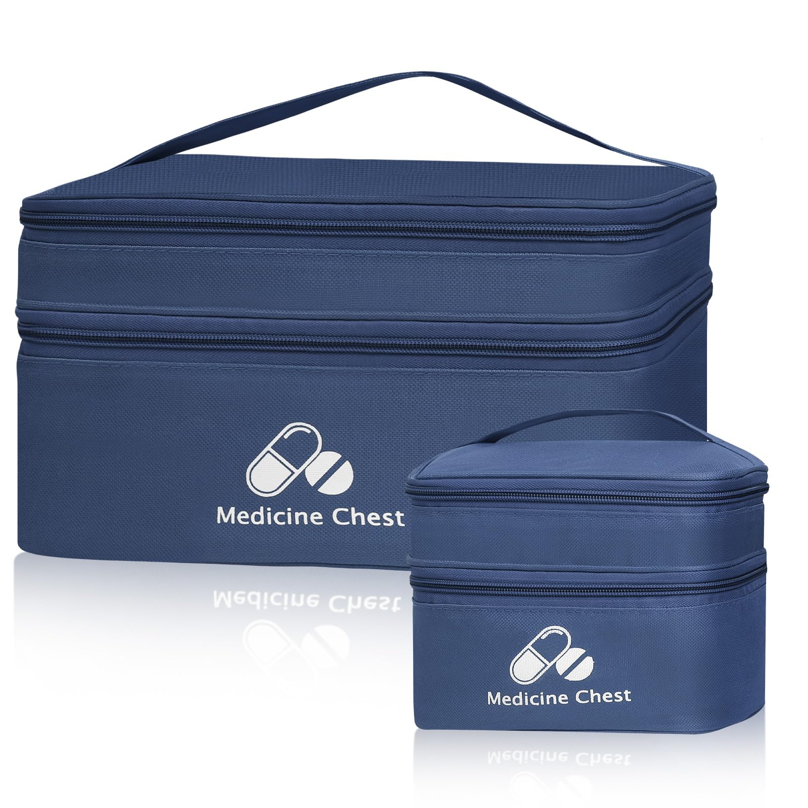 DiULi Set da 2 Pezzi Borsa Pronto Soccorso, Impermeabile Kit di Primo Soccorso Vuoto a Doppio Strato, Portatile Porta Medicine da Viaggio per Casa, Esterno, Blu Navy