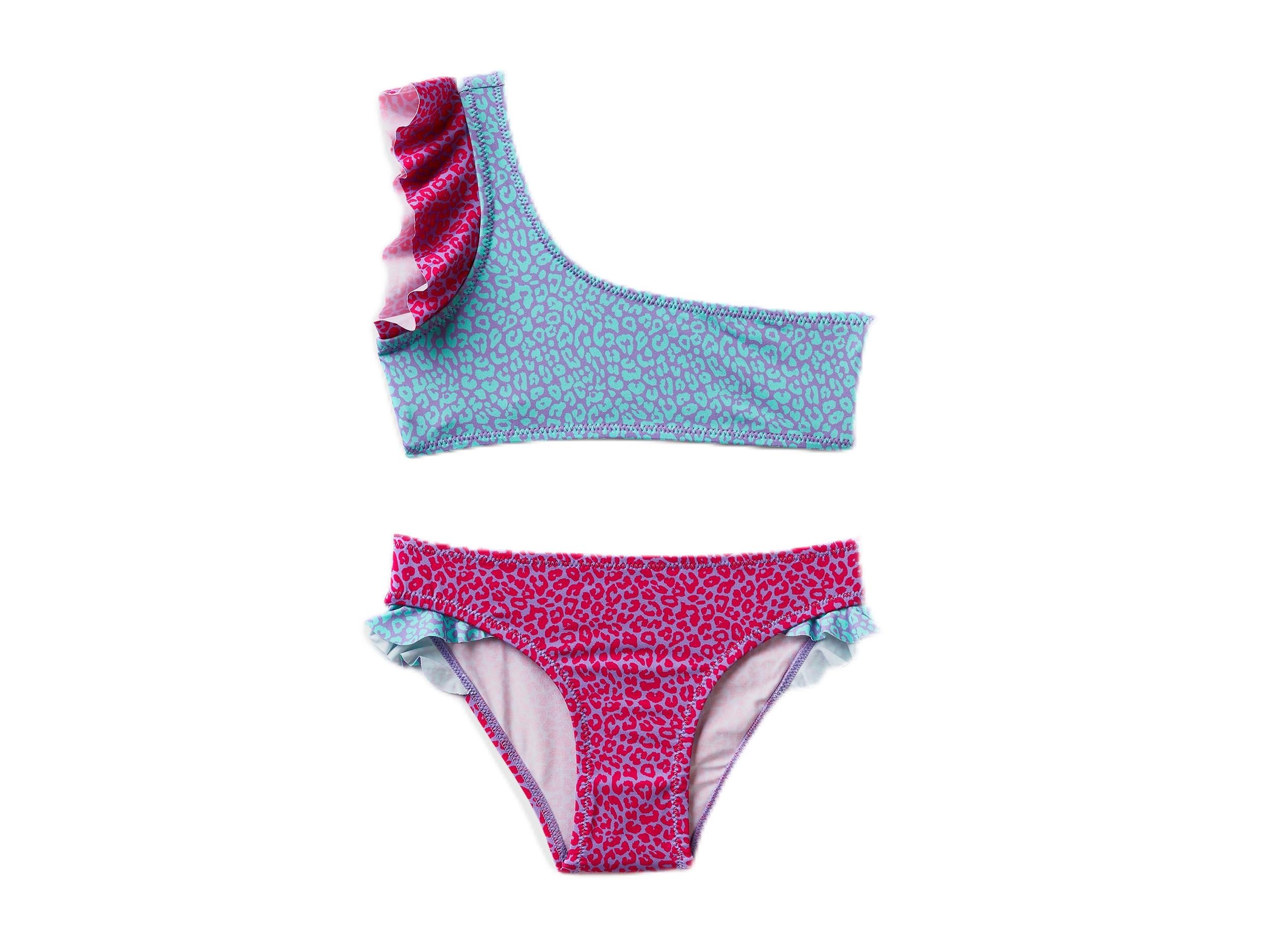 United Colors of Benetton Kız Çocuk Tek Omuzlu Fırfır Detaylı Bikini Takımı