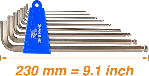 Miniatura 2 de BIKEHAND - Juego de llaves Allen hexagonales de cabeza de bicicleta de alta resistencia, 9 piezas, con extremo de bola de brazo largo,