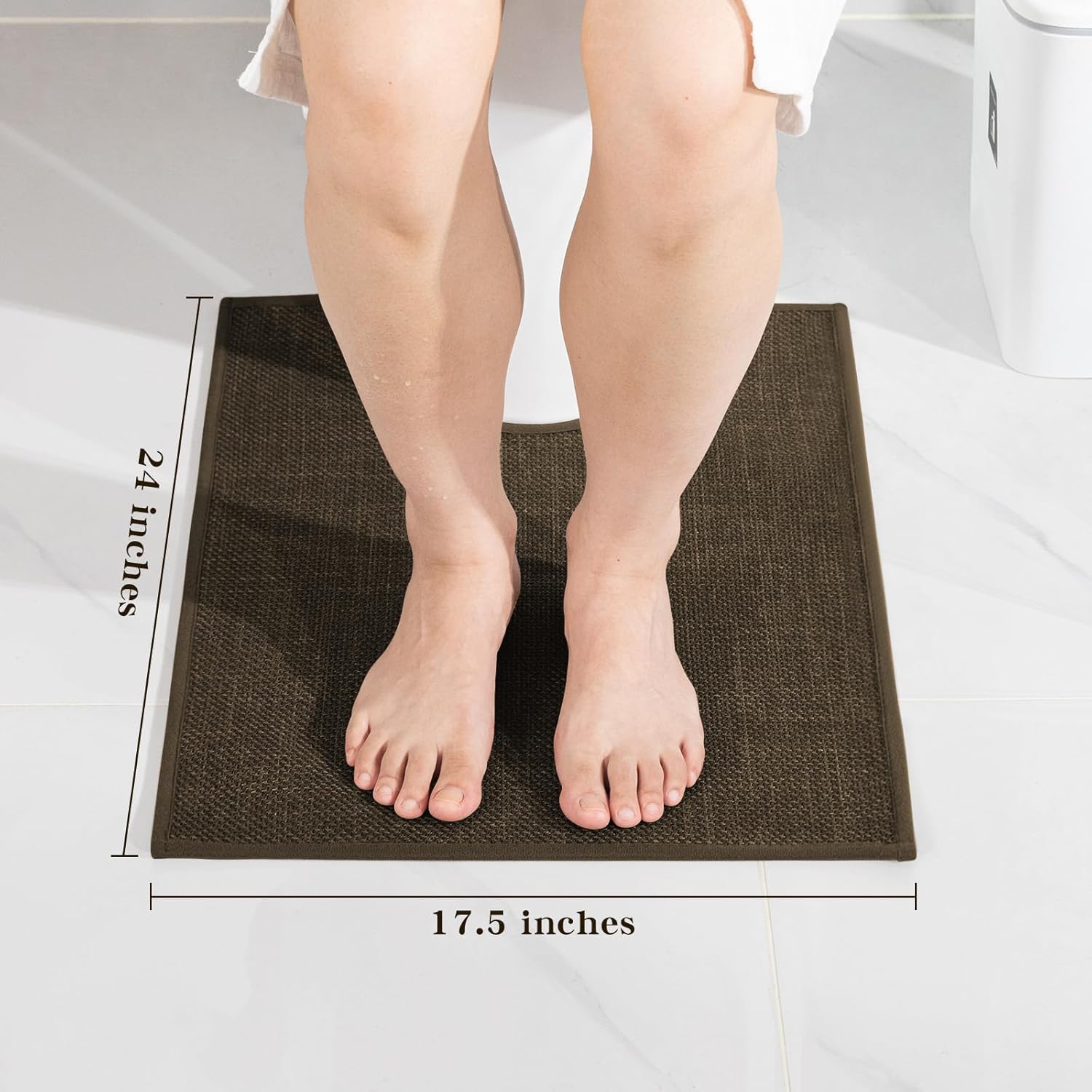 chakme Bathroom Rugs Mat U-Shaped 24x17, Ultra ThinNon Slip Bath Mat Small Quick Dry Absorbent Bath Matfor Bathroom Floor, (Brown, U-24"x17") - Image 2