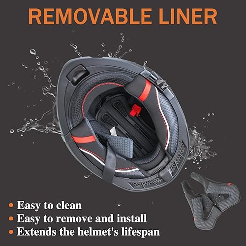 Miniatura 6 de Uchoose Modular Motorcycle Helmet for Men Women, Flip Up Full Face to Open Face Helmet, DOT & FMVSS 218 Certified, Dual Visor, Removable & Washable