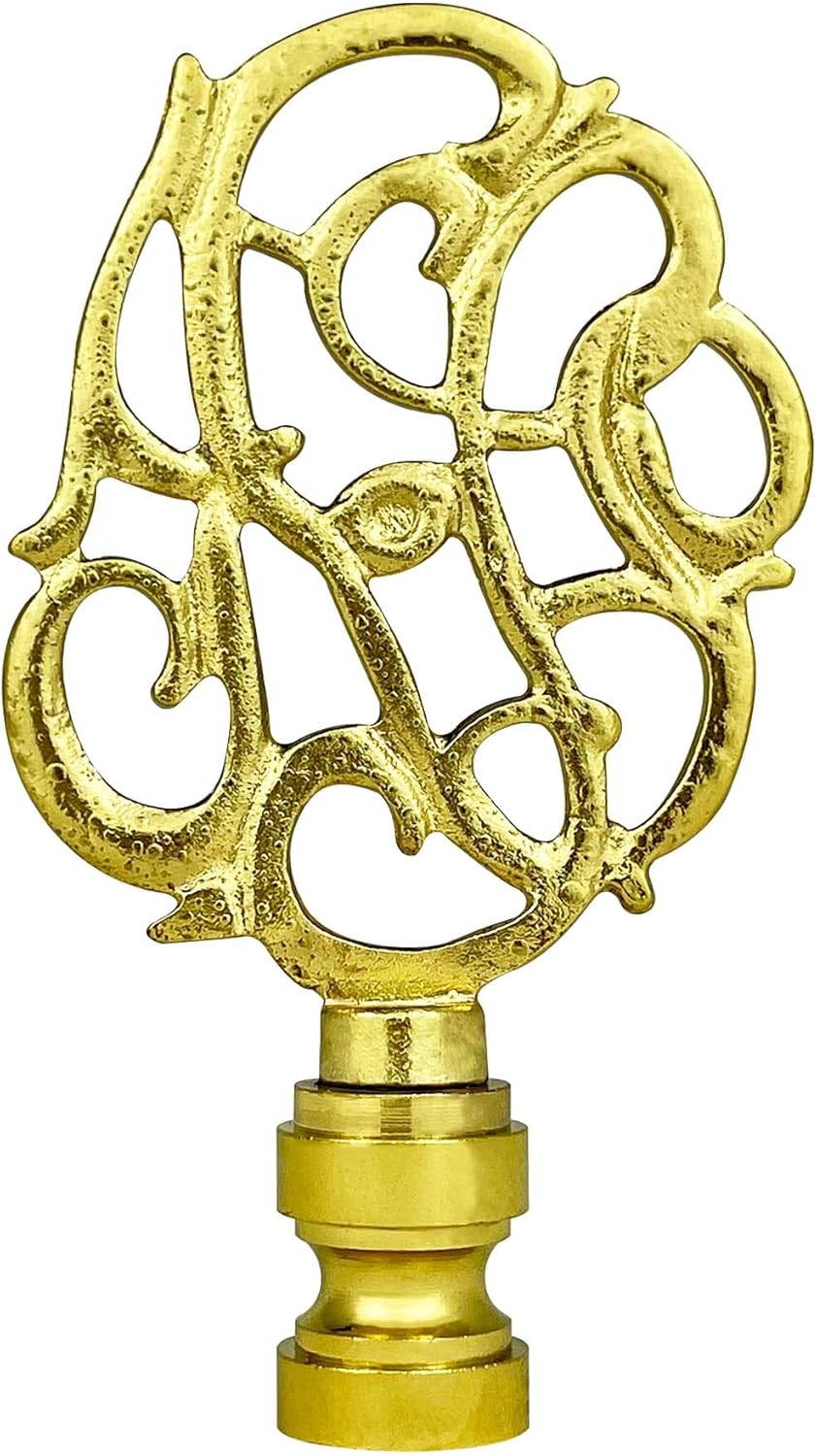 Royal Designs, Inc. Hand Carved Caste Floral Finial with Fan Pull Chain, Antique Brass - Pack of 2