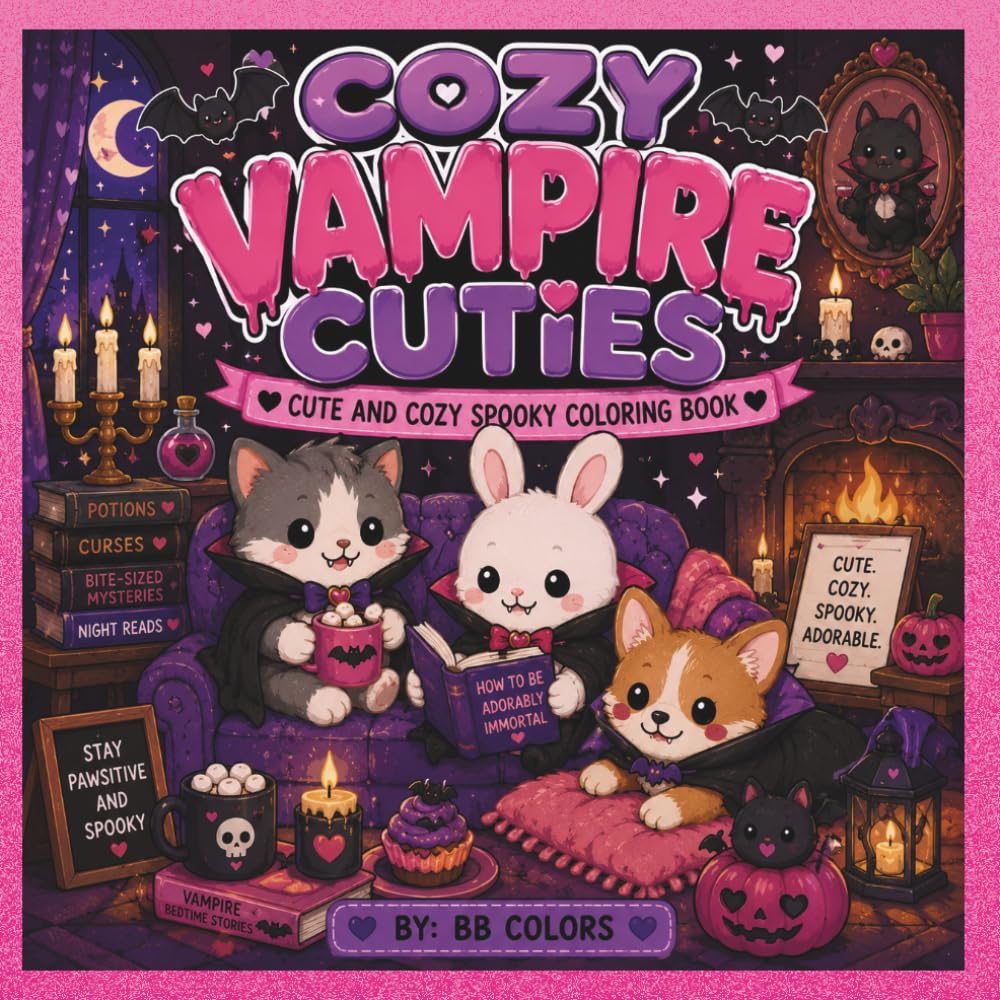 COZY VAMPIRE CUTIES: CUTE AND COZY SPOOKY COLORING BOOK