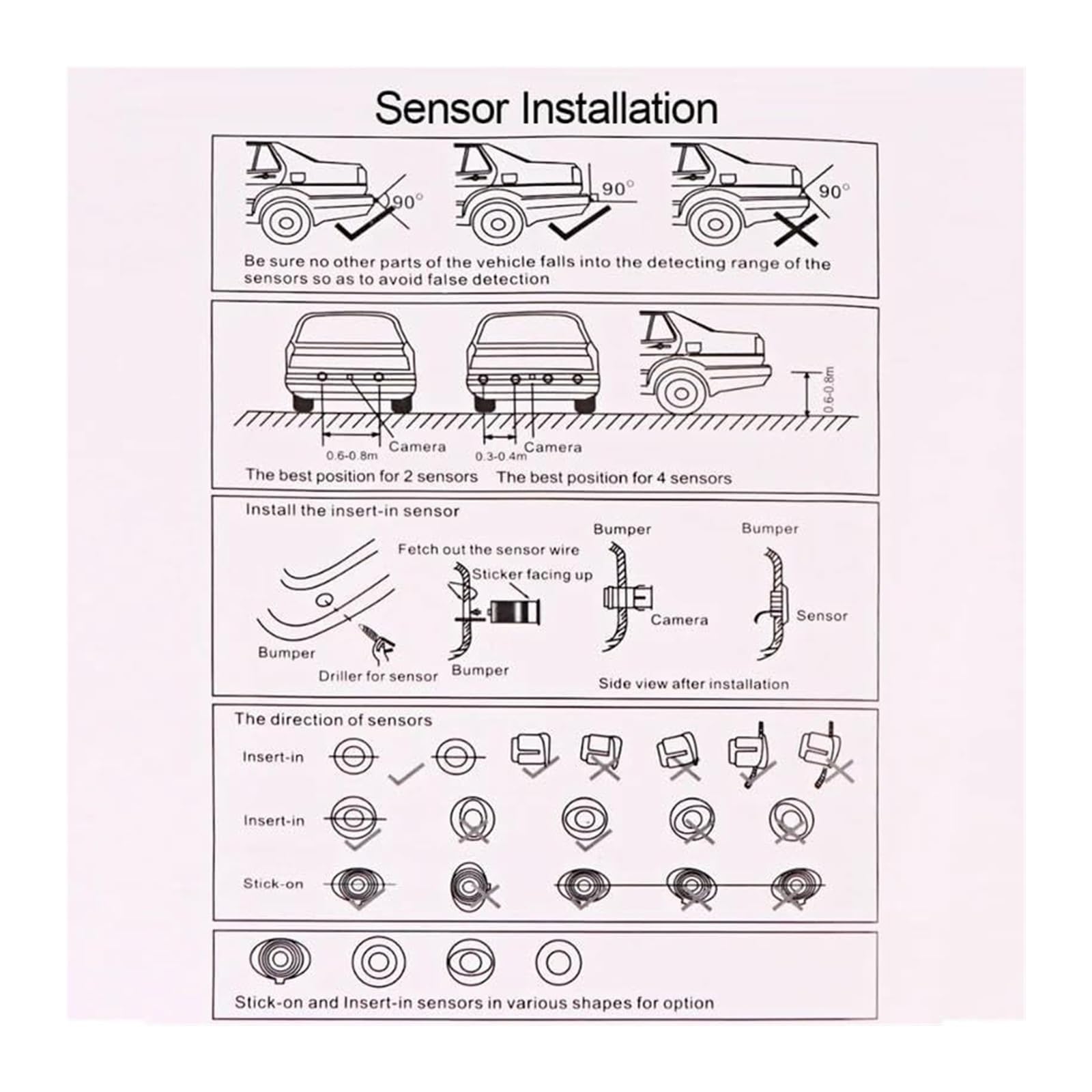 Système De Radar De Recul Kit Capteurs Stationnement pour Radar Recul Arrière Voiture 22 Mm Détection Surveillance Secours 12 V 4 Pièces/Ensemble(Rouge)