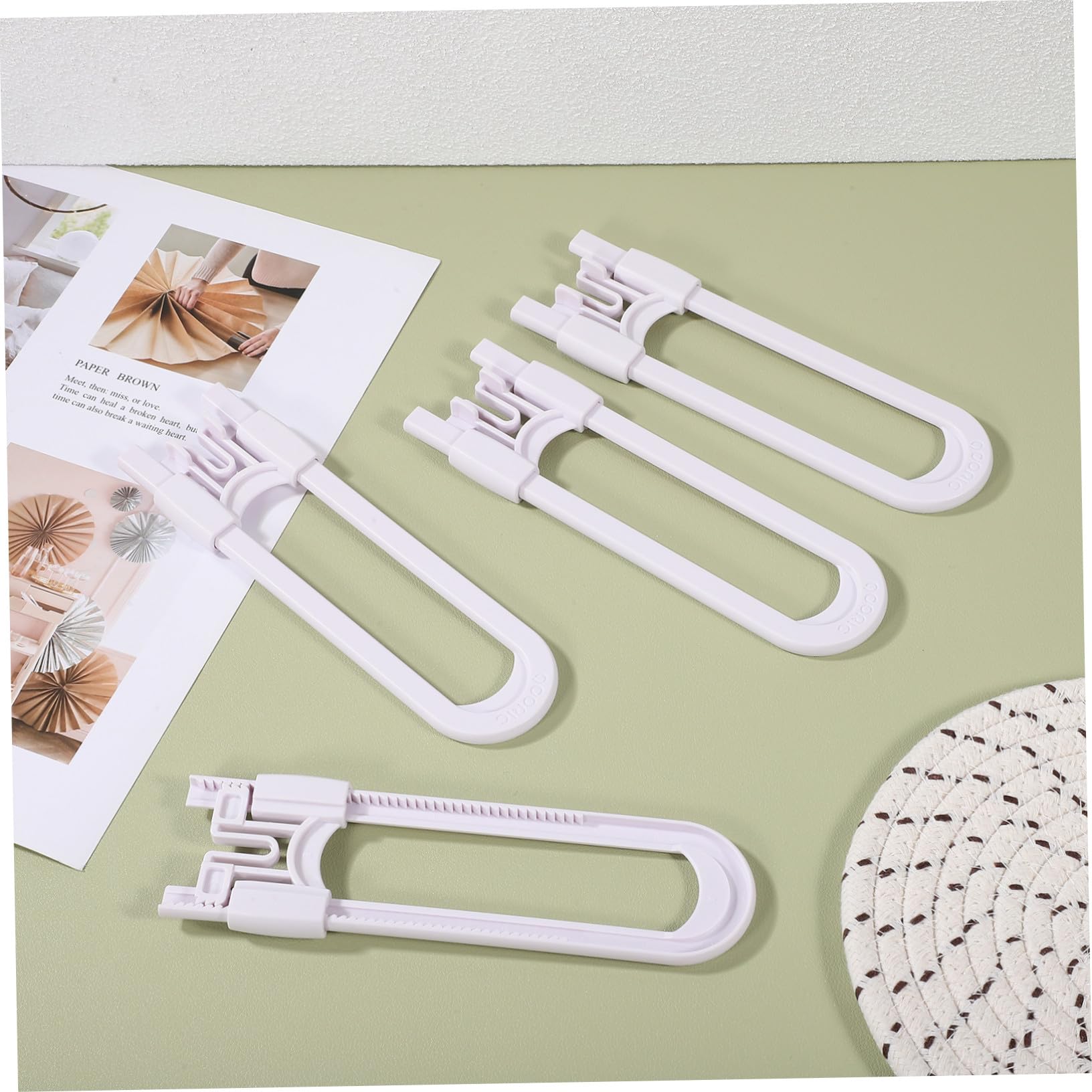 FRCOLOR 15stücke Schranksicherung für Verstellbarem U-förmigen Design Kindersicherungsriegel Anpassbar für Schränke Türen Bohren und Schrauben Erforderlich