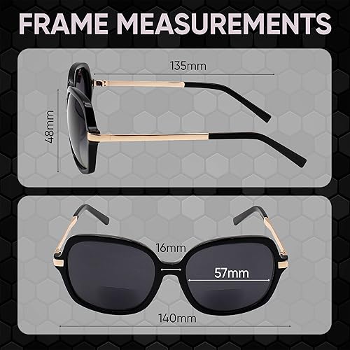 Miniatura 6 de Yogo Vision Gafas de sol bifocales de lectura para mujer, clásicas, cuadradas, UV400, protección solar, lentes de lectura para exteriores +3.5