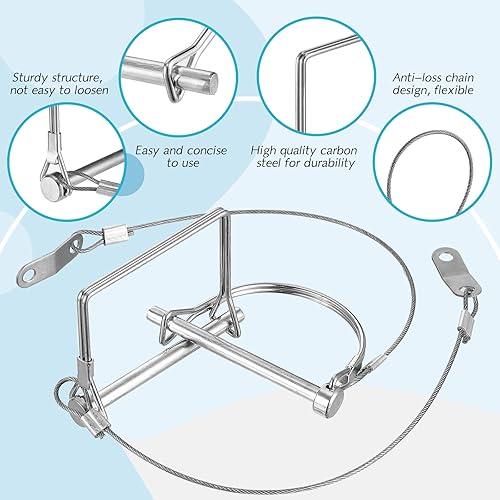 Miniatura 5 de 10 pines de acoplador de remolque con anillo de liberación rápida de acero, 2-34 pulgadas x 14 pulgadas (largo x ancho) pasador de acoplador de