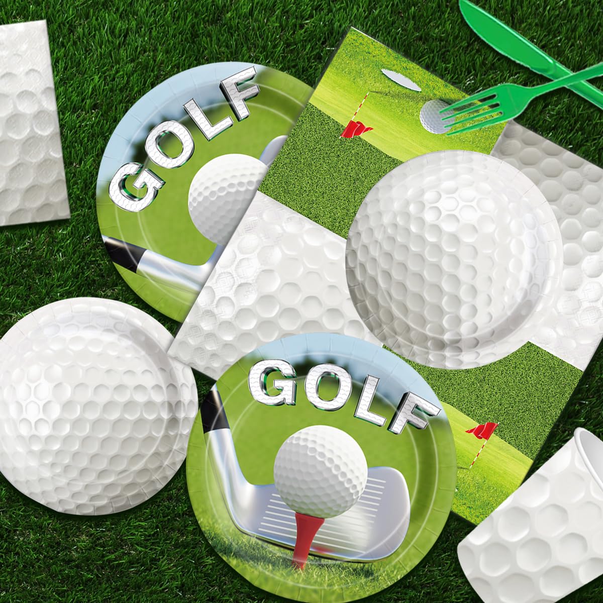 62-teiliges Golf-Party-Set – Einweggeschirr Mit Tischdecke, Tellern & Servietten Für Mottoparty