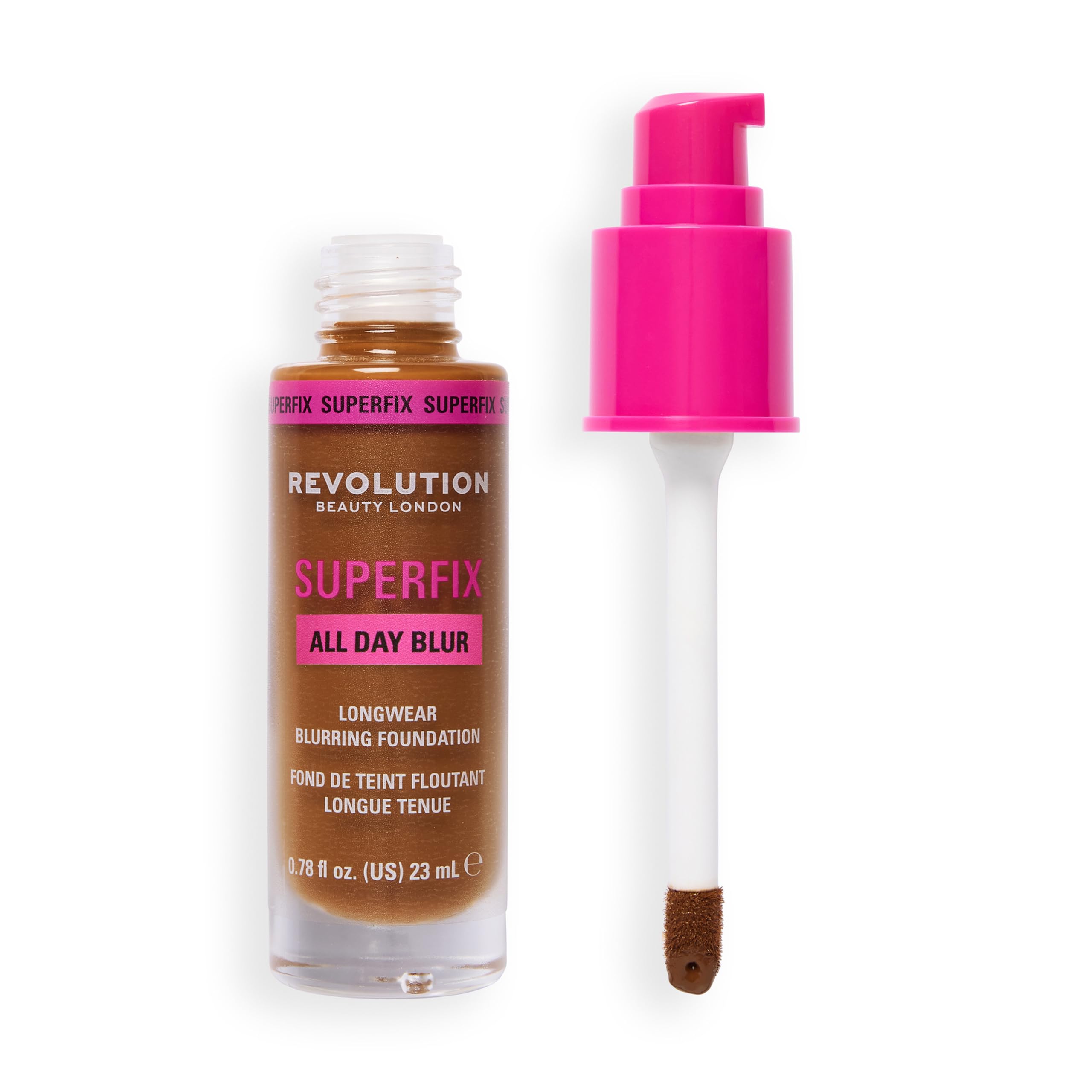 Revolution Superfix Blur Longwear Foundation, F16.7NW Dark or Deep Skin Tones, 23ml