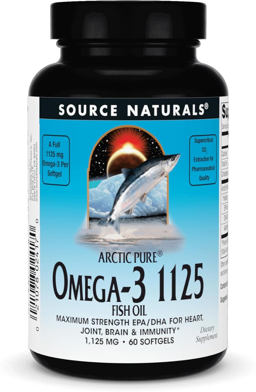 Source Naturals ArcticPure Omega-3 Fish Oil 1125mg Ultra Potency Maximum Strength EPA + DHA For Heart, Joint, Brain & Immune Health – 60 Softgels
