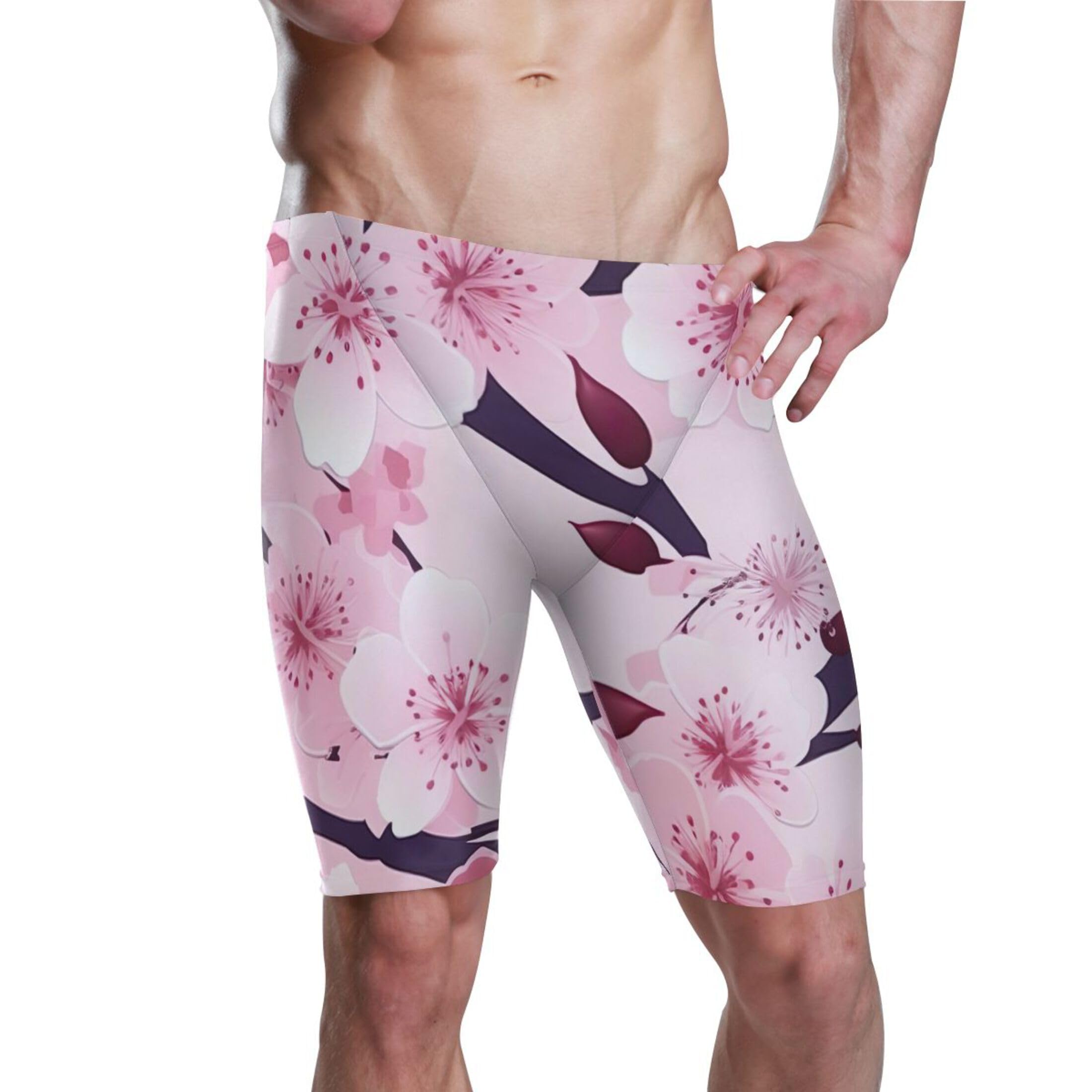 Pink Cherry Blossoms Men's Swim Jammers Swimsuit M B0401901