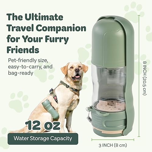 Miniatura 2 de Dispensador portátil de alimentos y agua para mascotas, botella de agua 2 en 1 para gatos y perros pequeños y contenedor de alimentos, ligero, sin