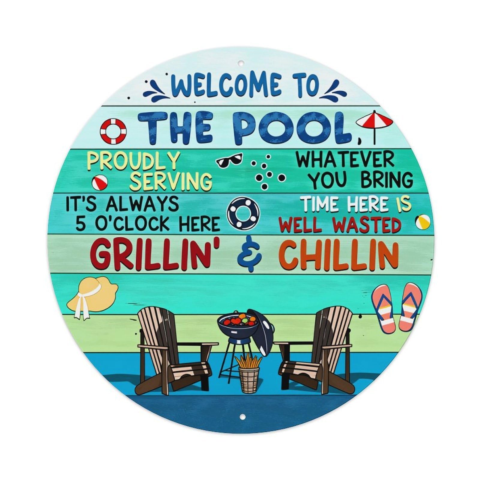 Welcome To The Pool Proudly Serving Whatever You Bring Tin Sign Vintage Style Home Bar Garden Wall Plaque Decor Metal Poster 8x12 Inch