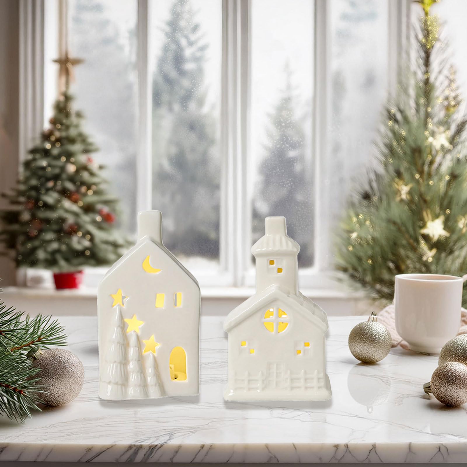 Amazon.co.jp: PANGBOER 小さなセラミッククリスマスビレッジ ソフト