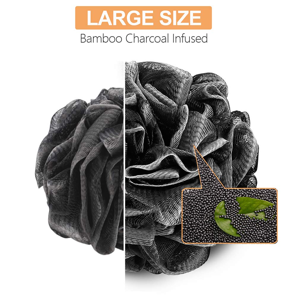 Esponja de baño de loofah, Novosun suave juego de esponja de ducha extra grande para hombres y mujeres, exfoliante, limpia, calma la piel, paquete de 4, XL 75 g