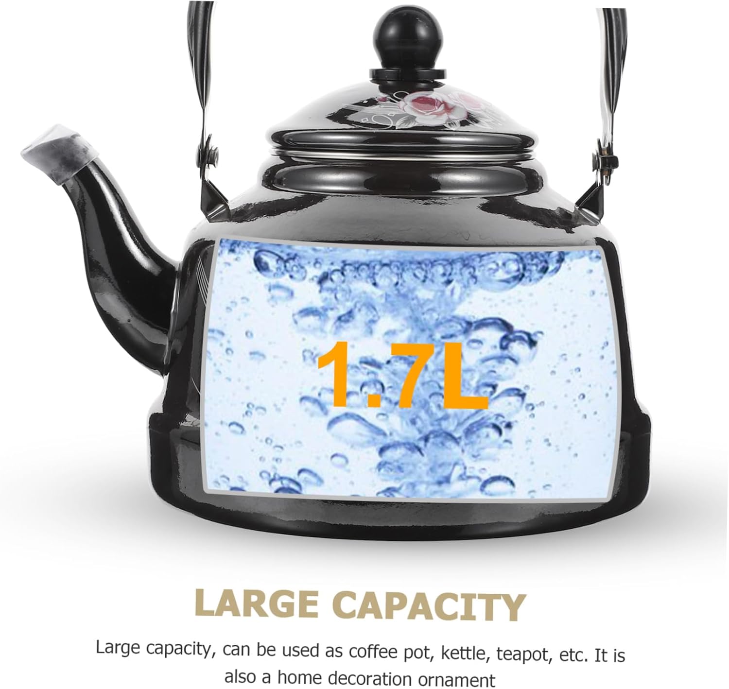 Vintage Enamel Tea Kettle Retro Style Storage Container Oil Tea Porcelain Cool Handle Home Kitchen Decor