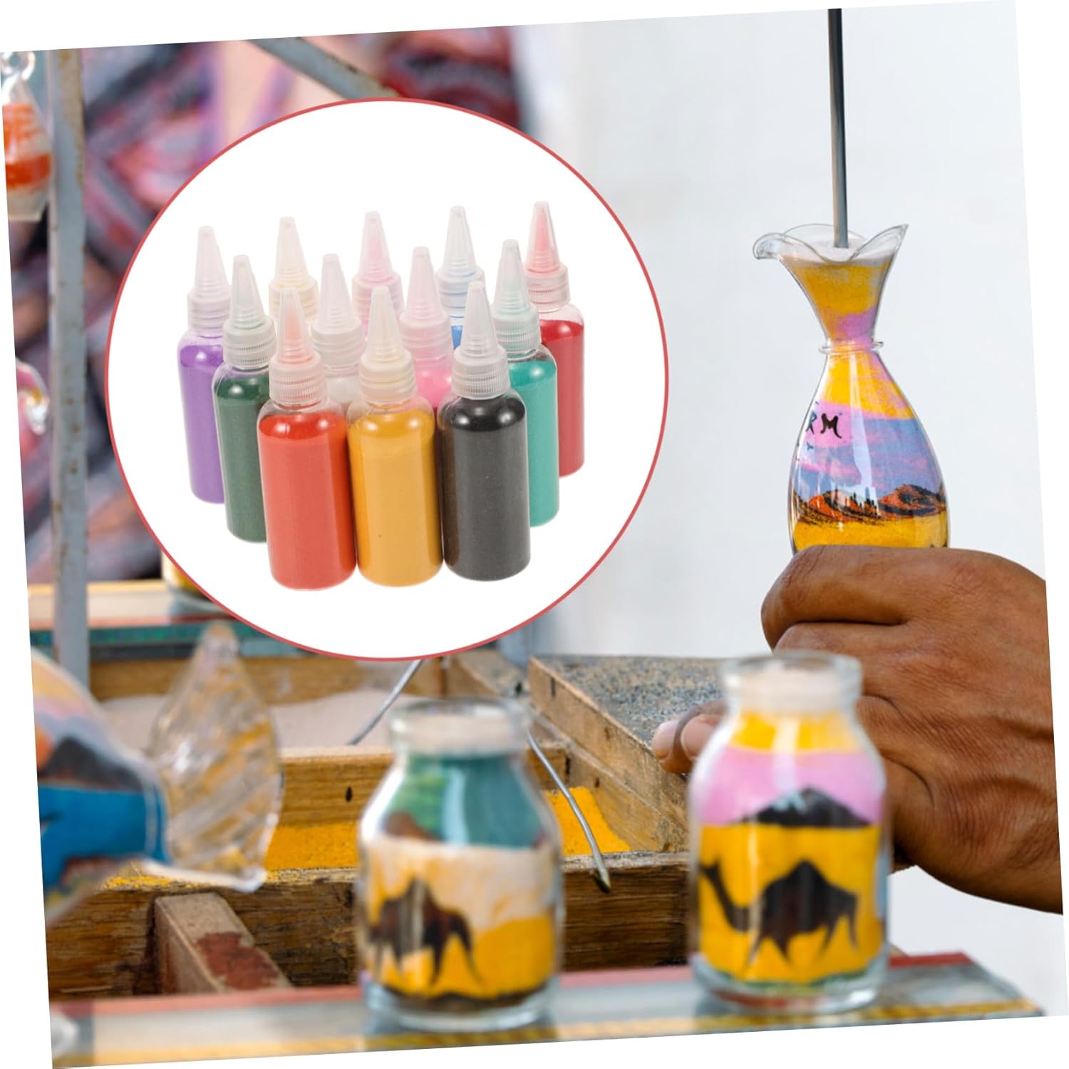 BESPORTBLE 12個 彩り豊かな 用砂絵アートキット な細かい色砂瓶 創造性促進 手作り装飾や知育遊びに
