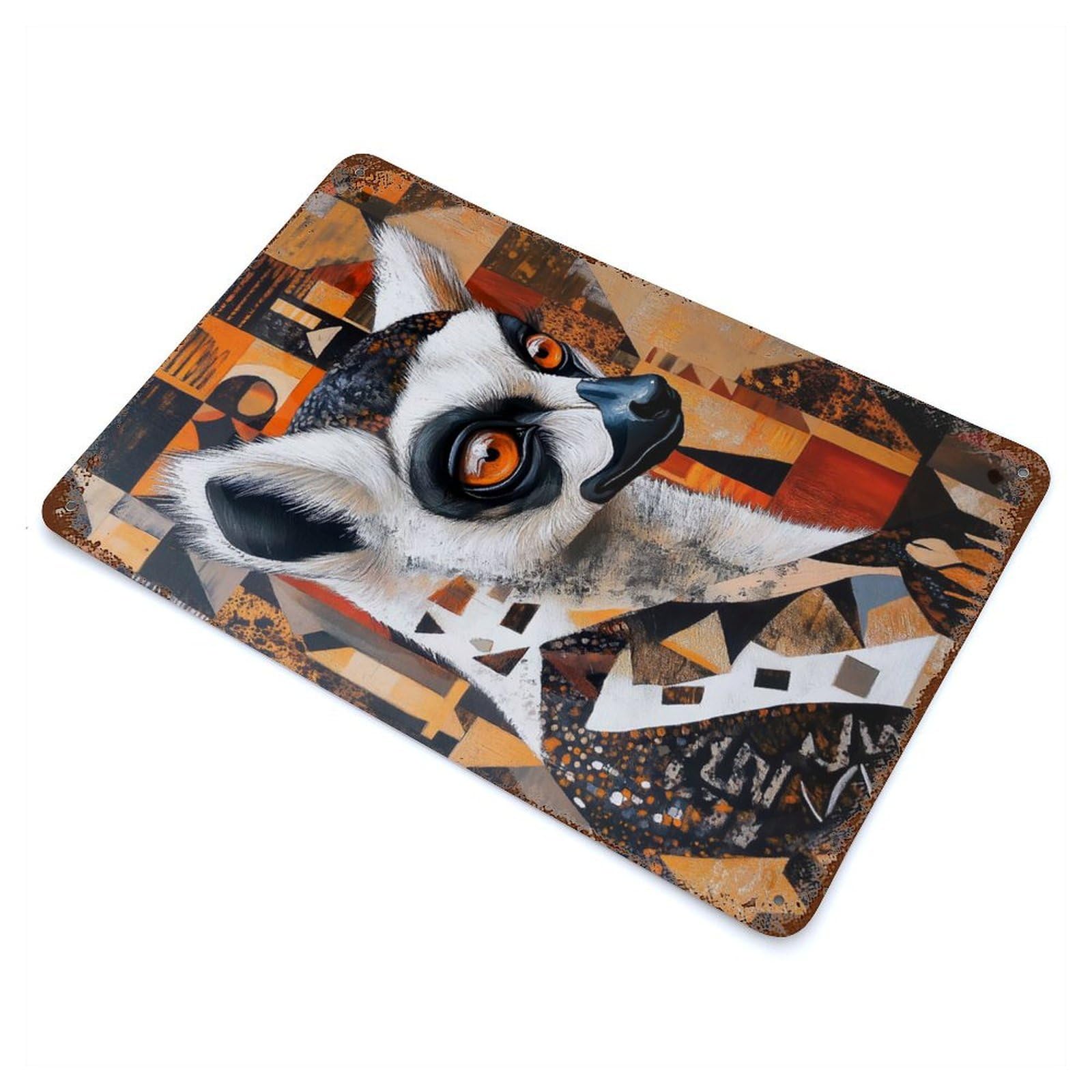 African Lemur Portrait Decorative Tin Sign 11.8"x7.9", Old School Wall Decor for Garage, Pub Or Kitchen