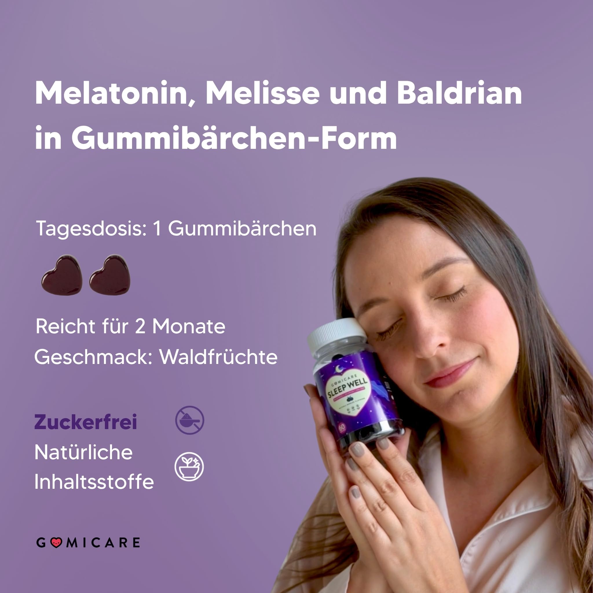 Melatonin Gummies - Melatonin, Vitamin B6, Melissen- Und Baldrianextrakten - 60 Gummies - Zuckerfrei - Vegan - Gluten Und Laktosefrei