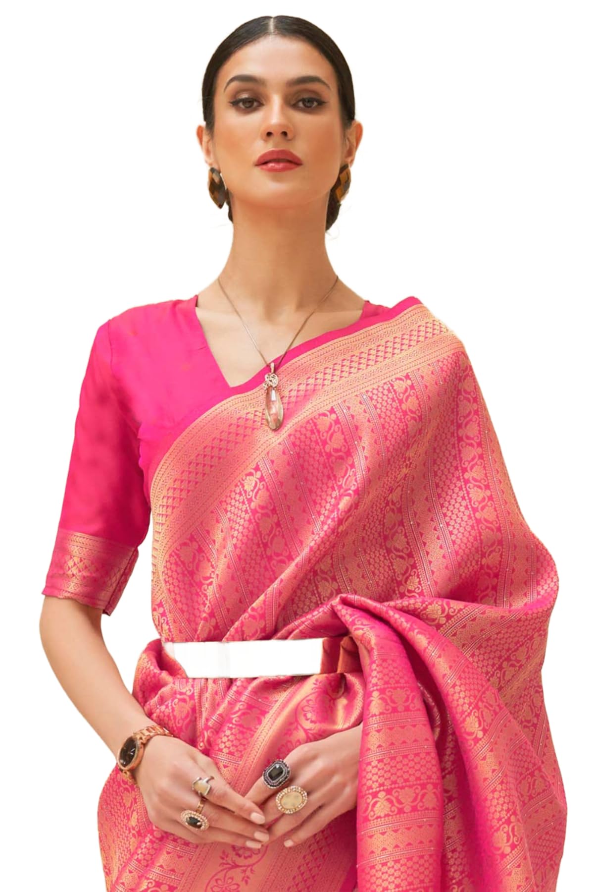 SWORNOF Women's S Kanjivaram Banarasi Silk Saree Kanchipuram Patola Saree