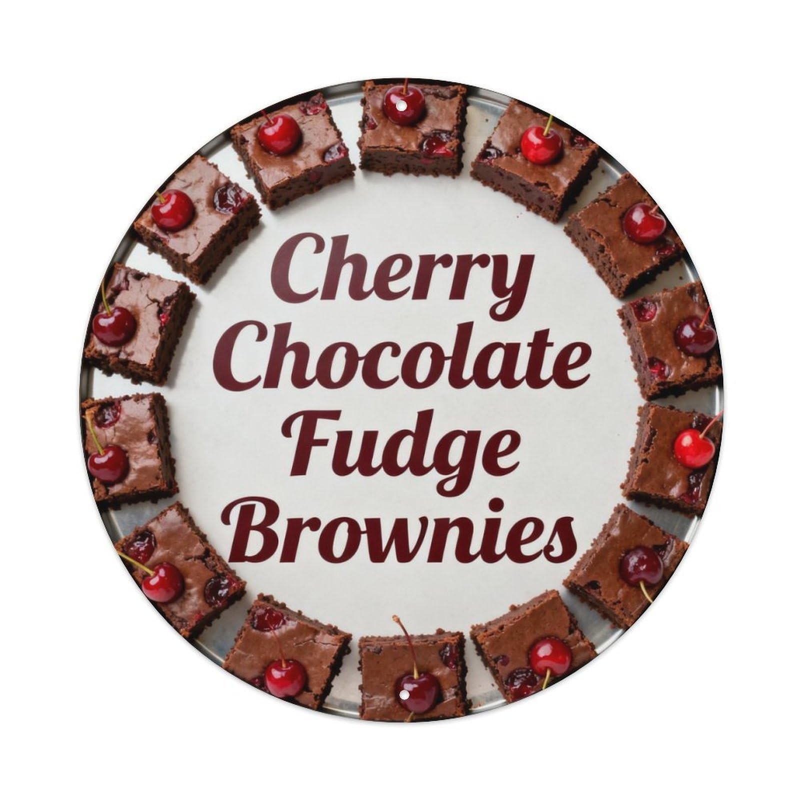 Cherry Chocolate Fudge Brownies Metal Tin Sign Plaque