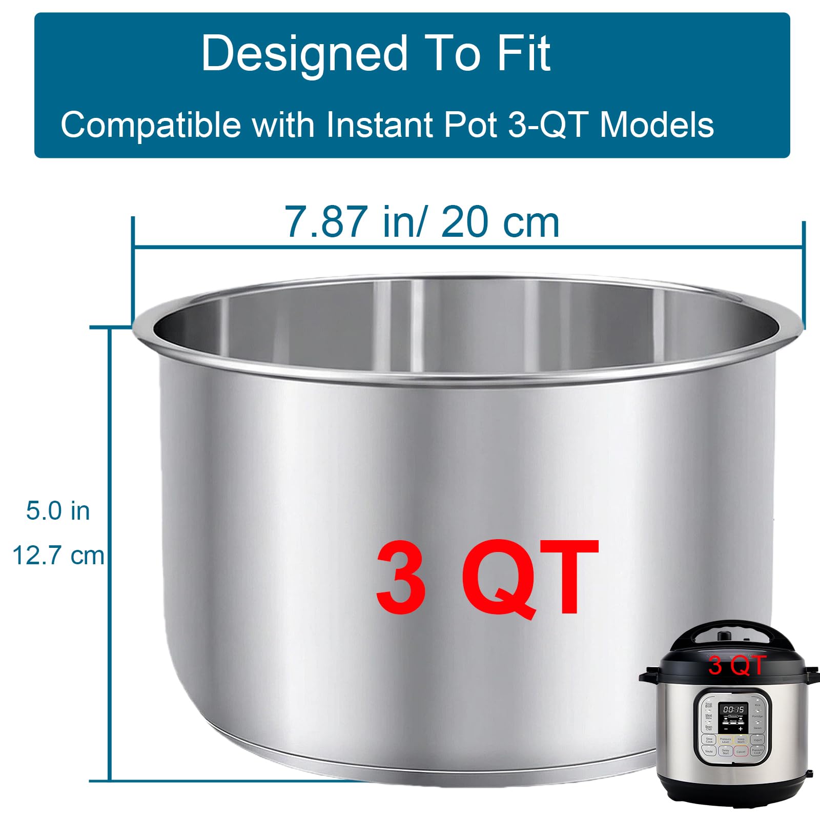 Amazon.com: Stainless Steel Inner Pot for Instant Pot 3-Qt, 304
