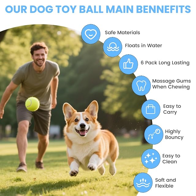 Foto 4 de 7 de Nobleza Pelota Perro, 18 Pack Tenis para Perros Interactiva Pelotas, Pelota de Caucho Natural