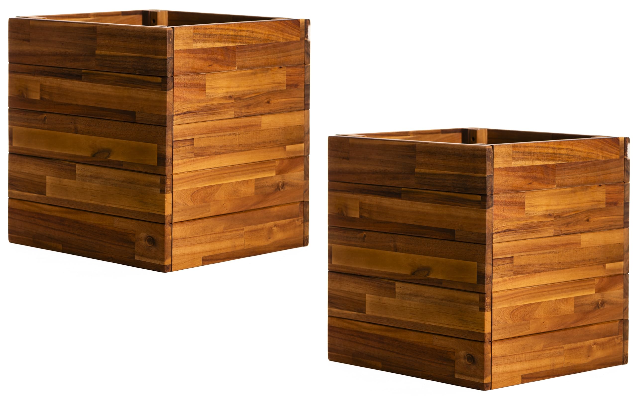 Acacia Hardwood Garden Planter Box Natural Oiled Finish 40x40x42.5cm Durable Wooden Outdoor Plant Pot with Removable Base Weather Resistant Square Planter (Box Planter)